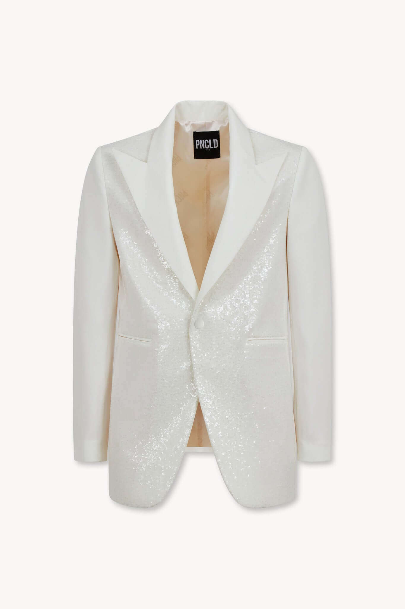 Two-Tone Jacket with Black and White Sequin Insert One Button PNCLD