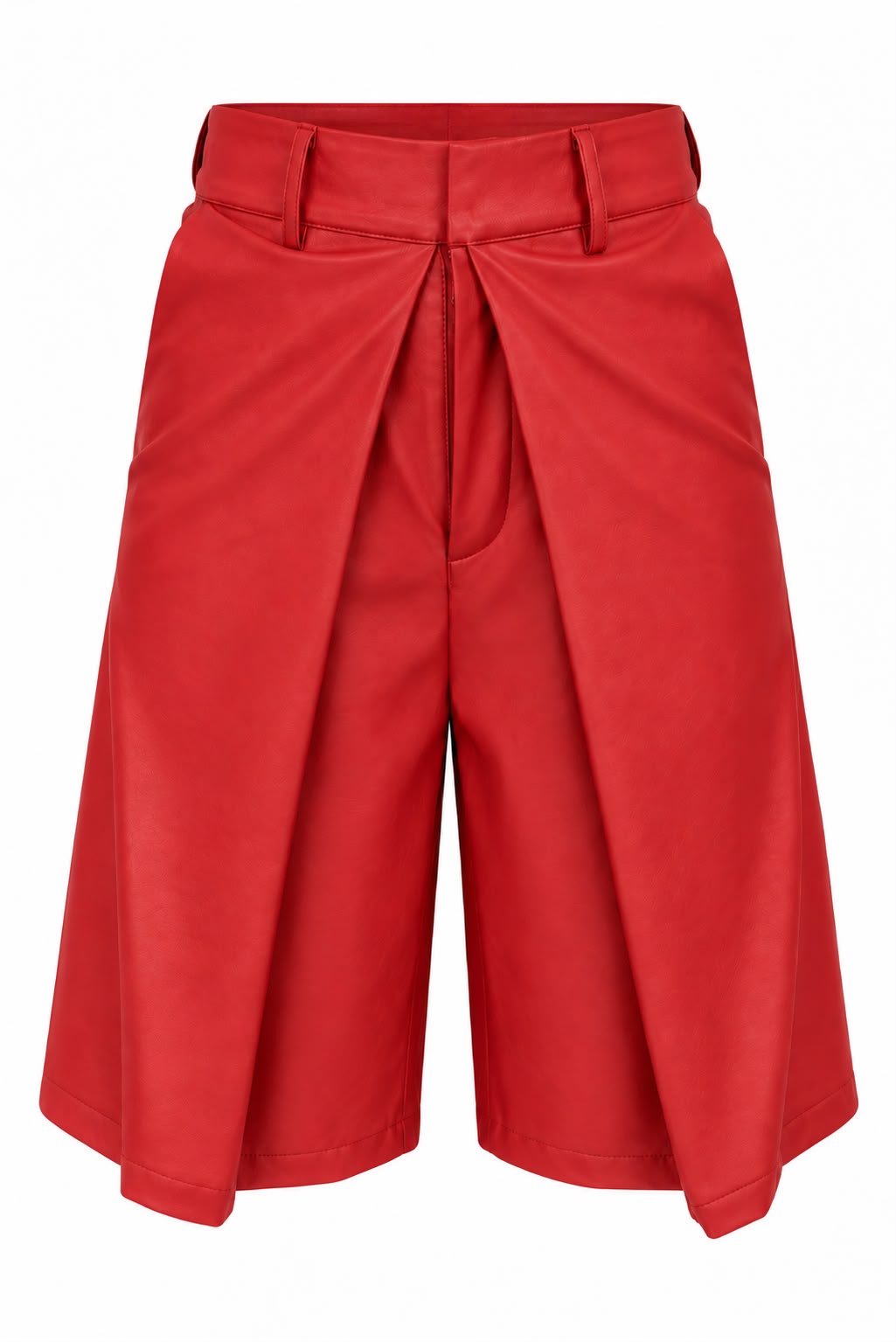 Bermuda Ecopelle Piegone Rosso