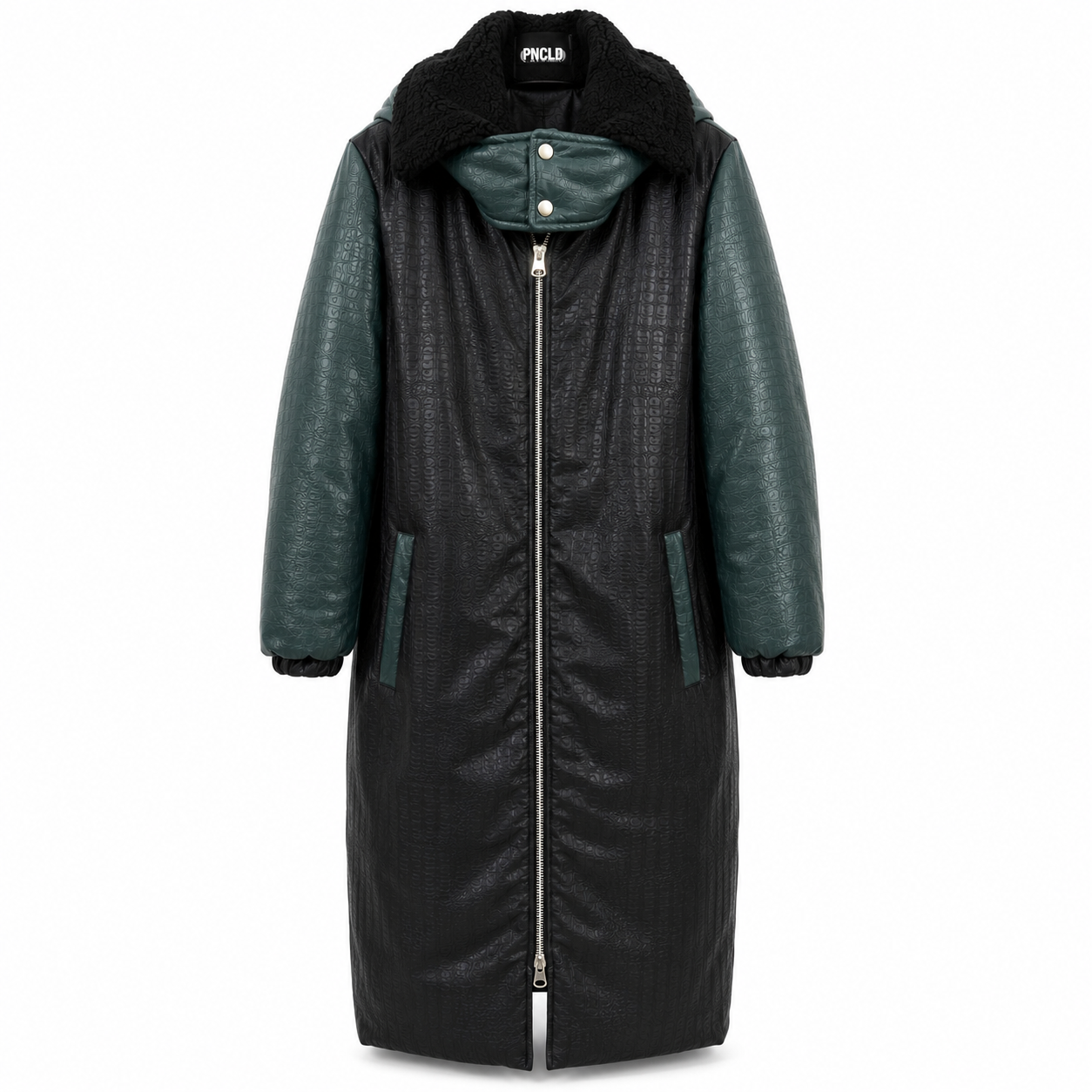Manteau EASTWOOD - Simili Cuir Noir Vert
