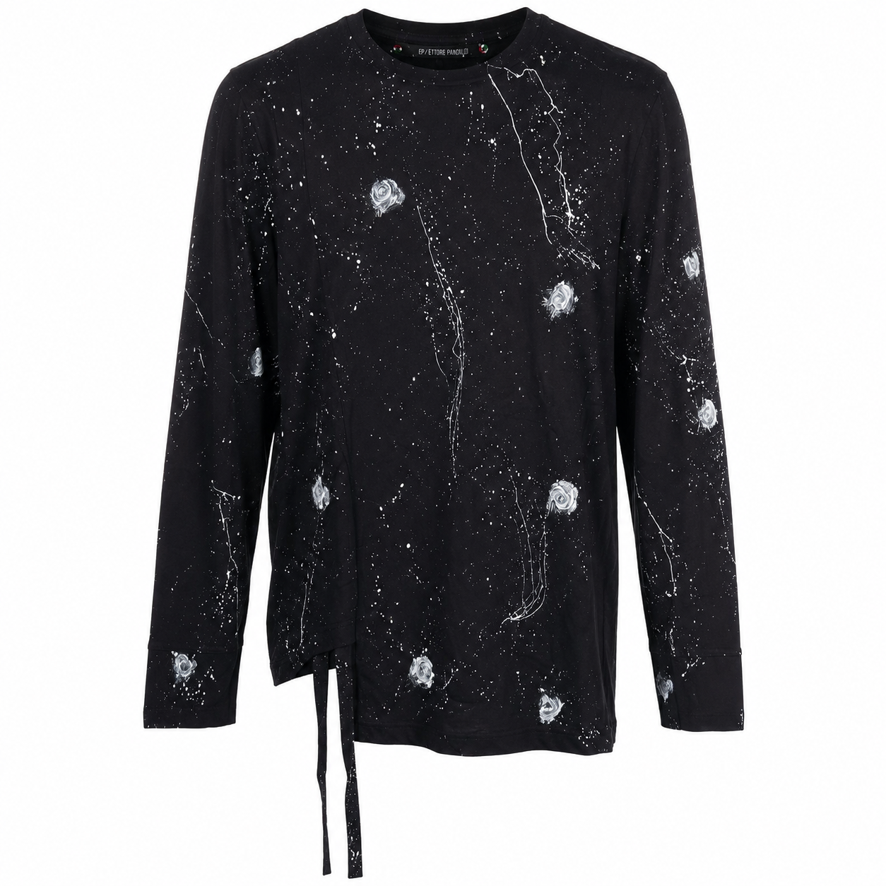 Maglia Nera con Lacci Pittura Bianca