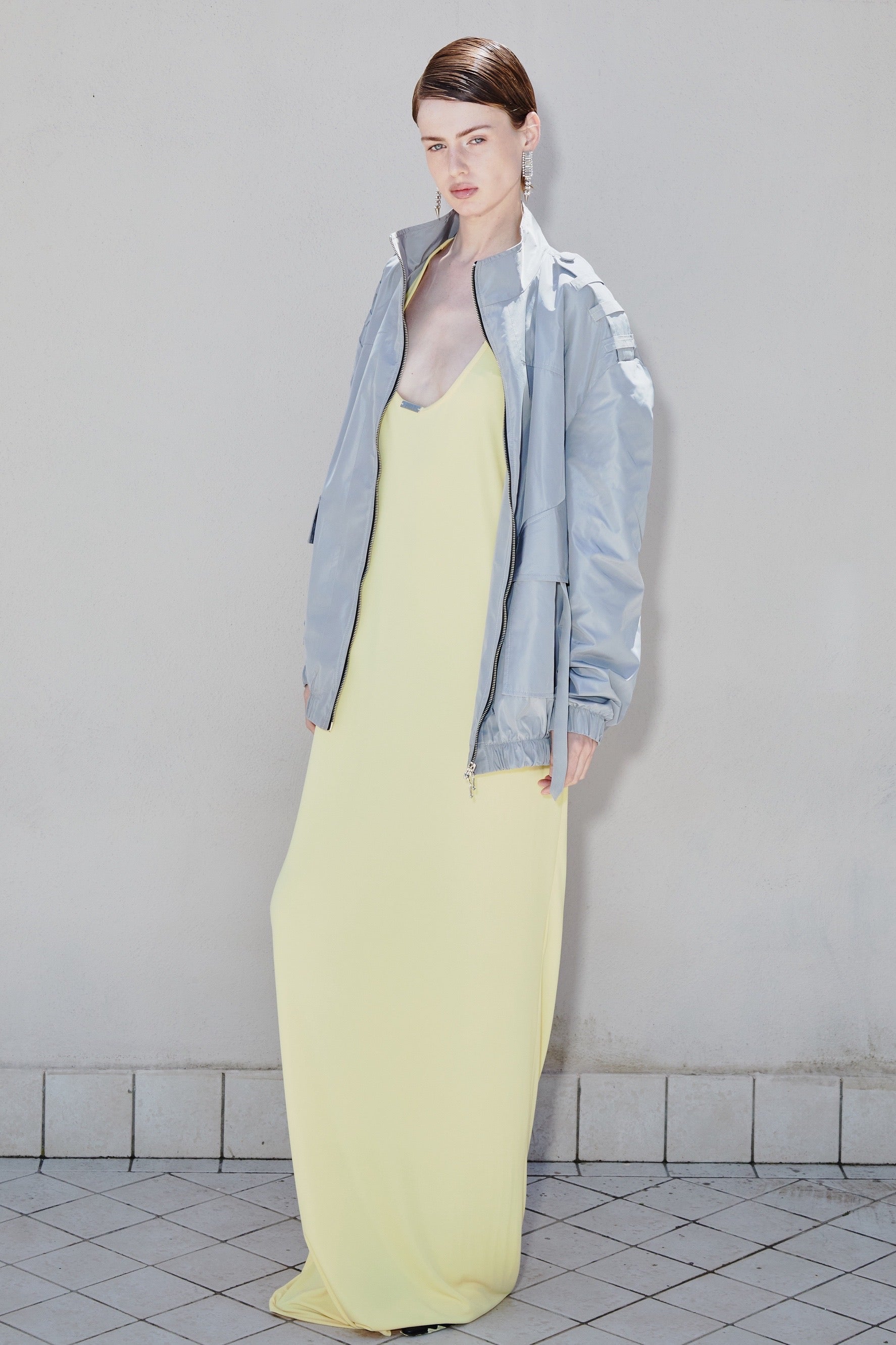 Bomber en nylon gris