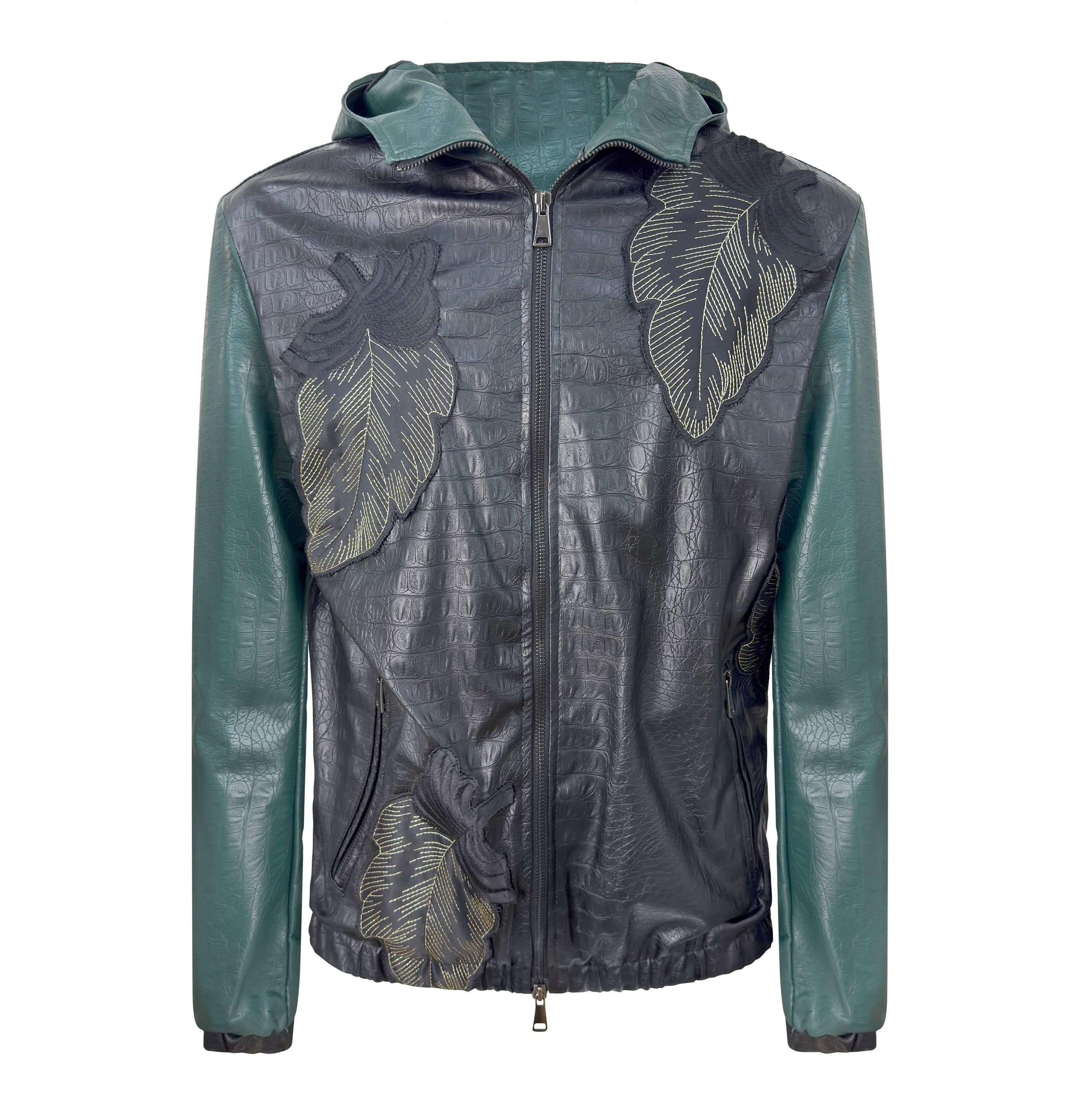 K-WAY Hoja de piel sintética negra/verde