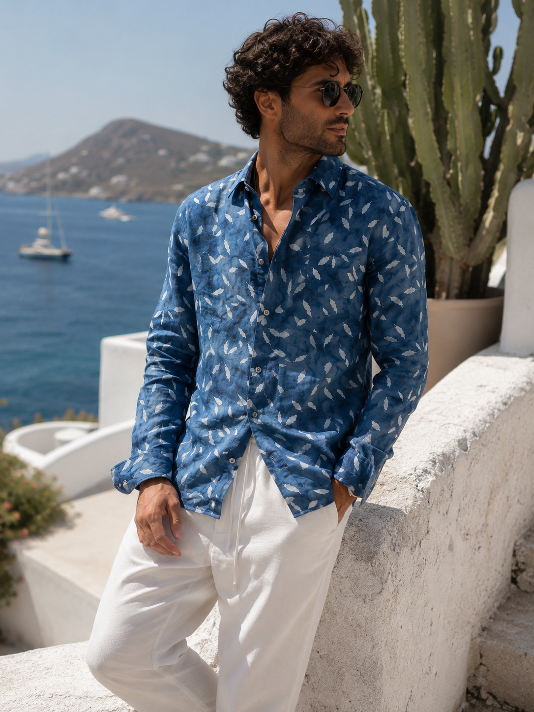 Chemise WHITESNAKE - Bleu Ciel/Pois Blanc