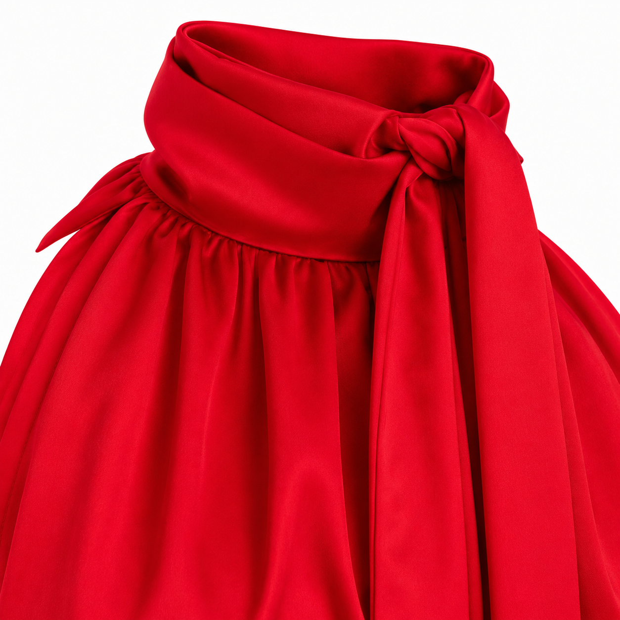 Camicia Collo Alto Giromanica Rossa Raso