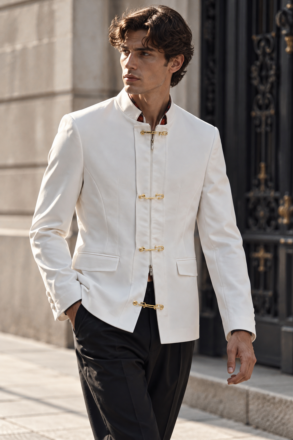 Veste GENESIS - Broche large bande blanche