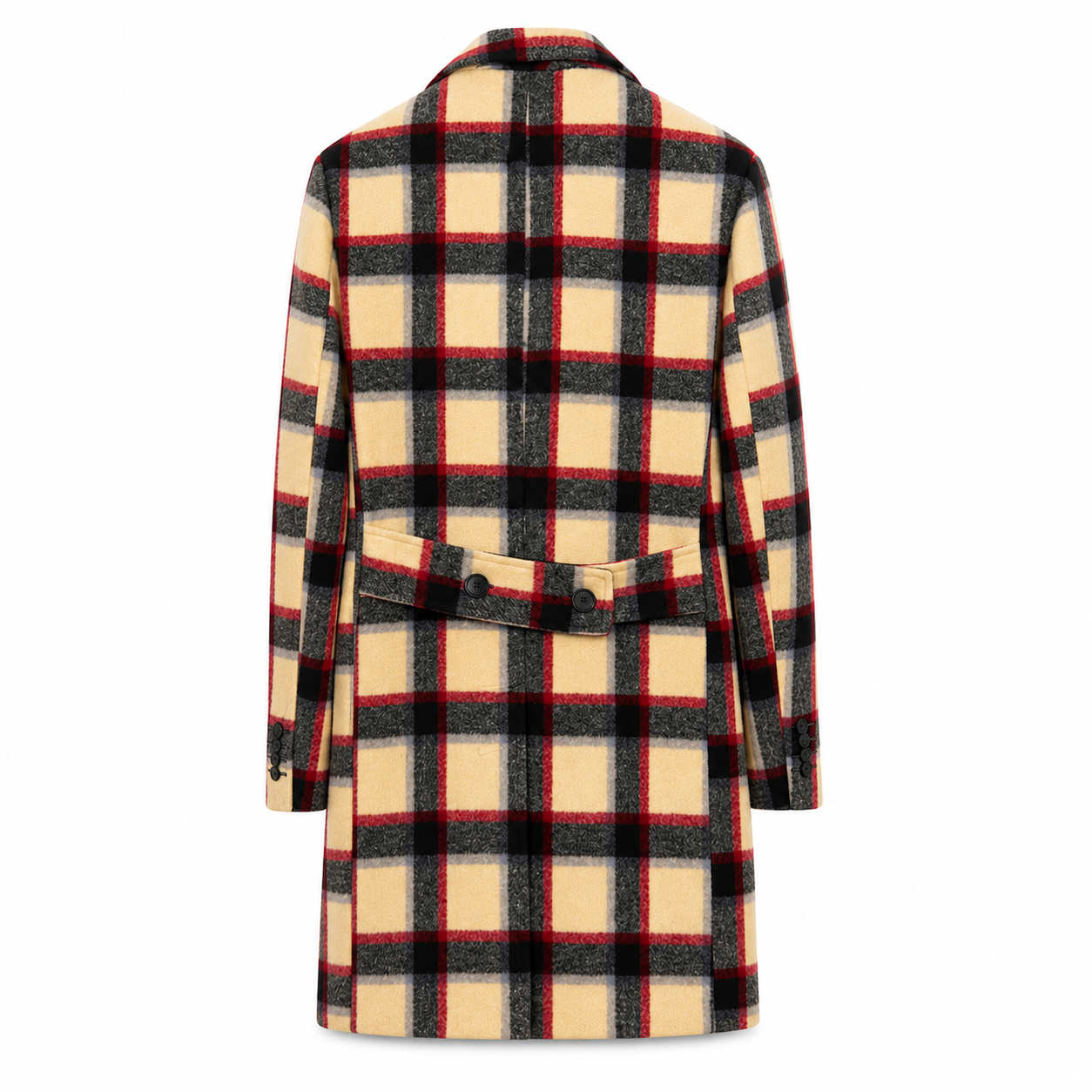 Coat DEEP - White Square Red-Black Line