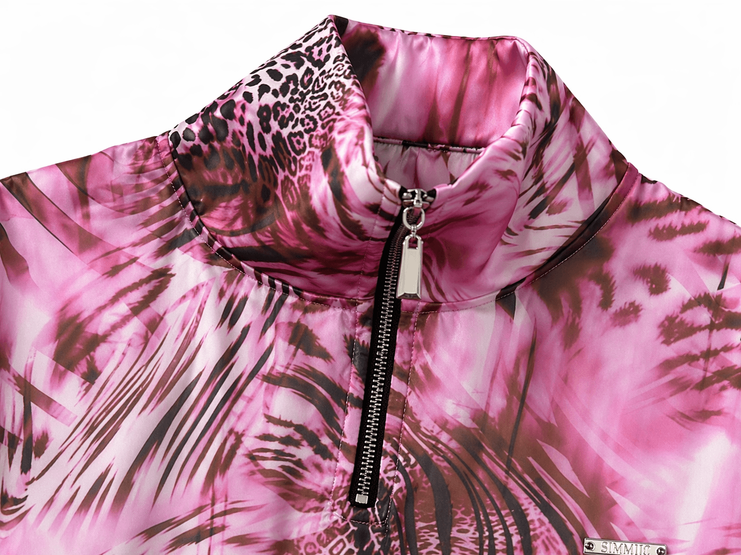 Sweat animalier fuchsia zippé
