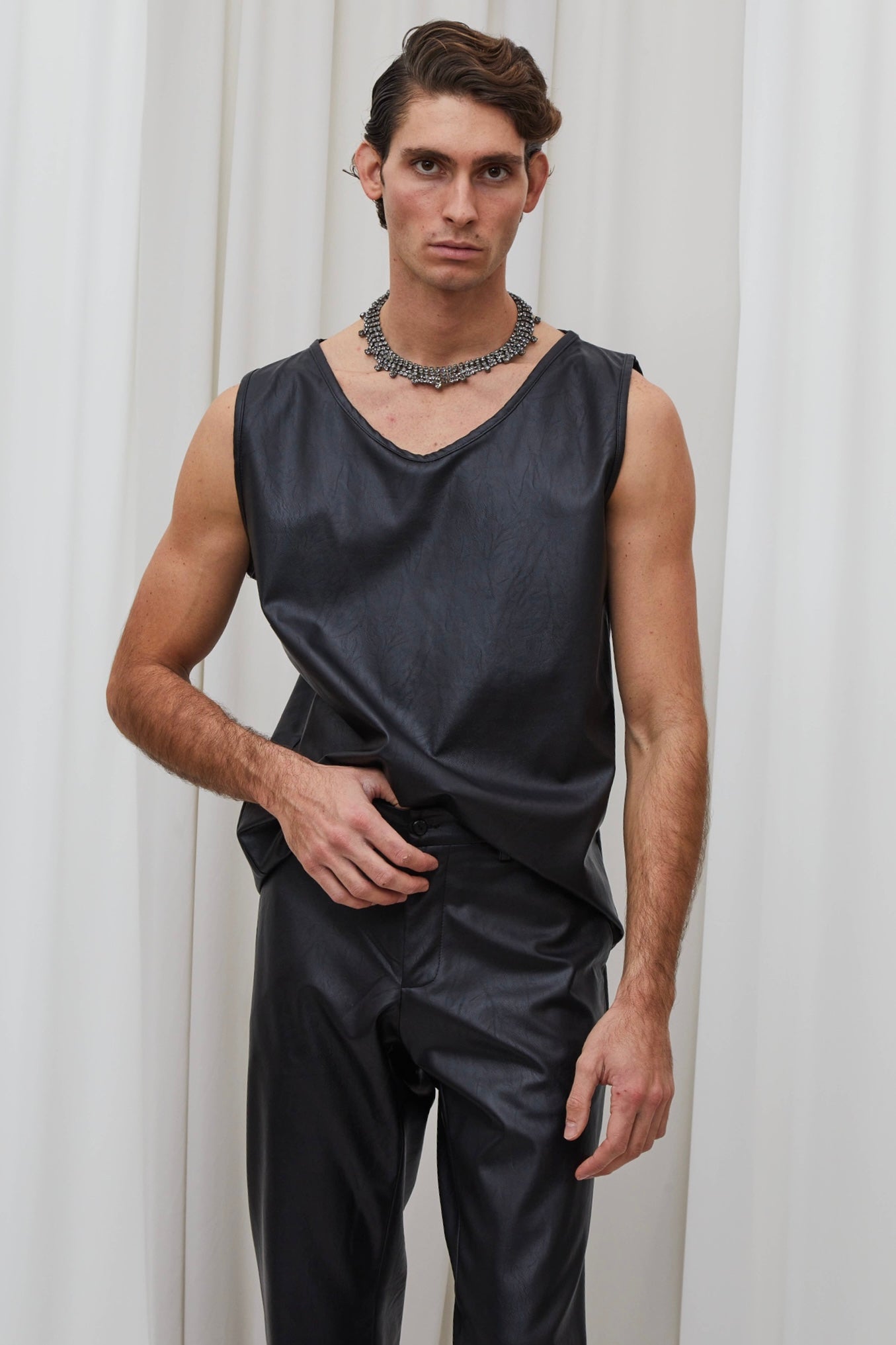 Canotta Ecopelle Nera