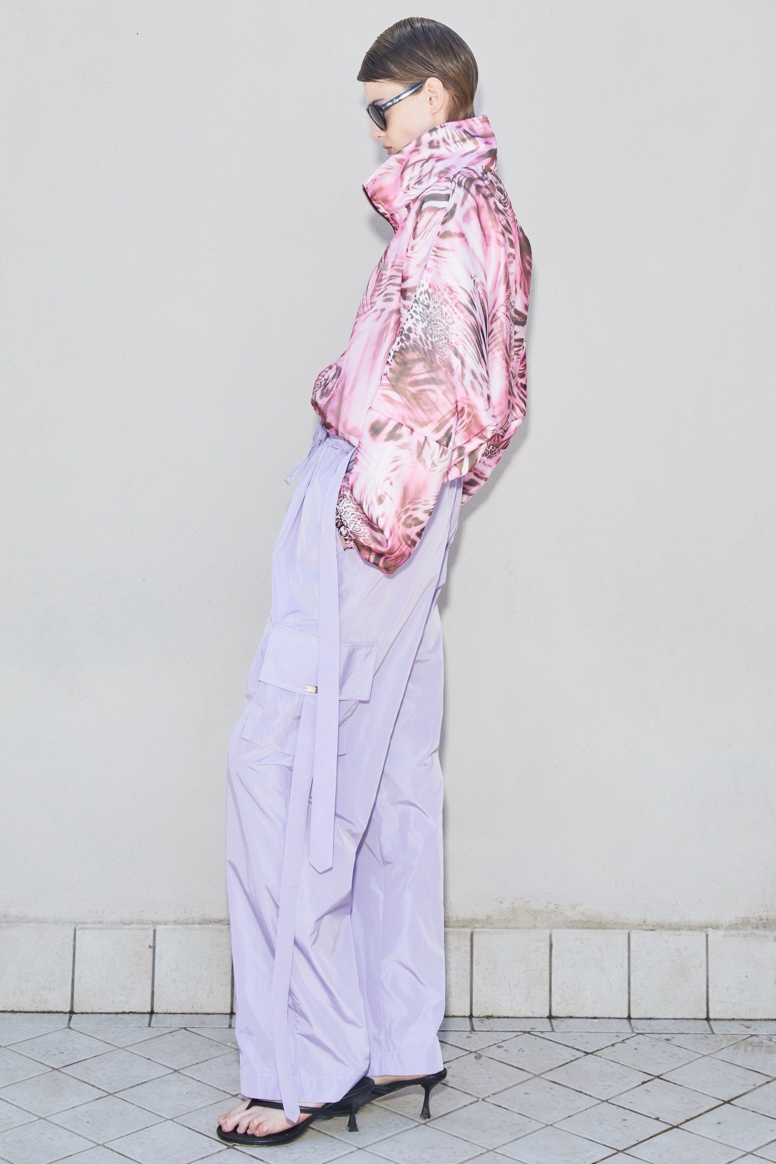 Sweat animalier fuchsia zippé