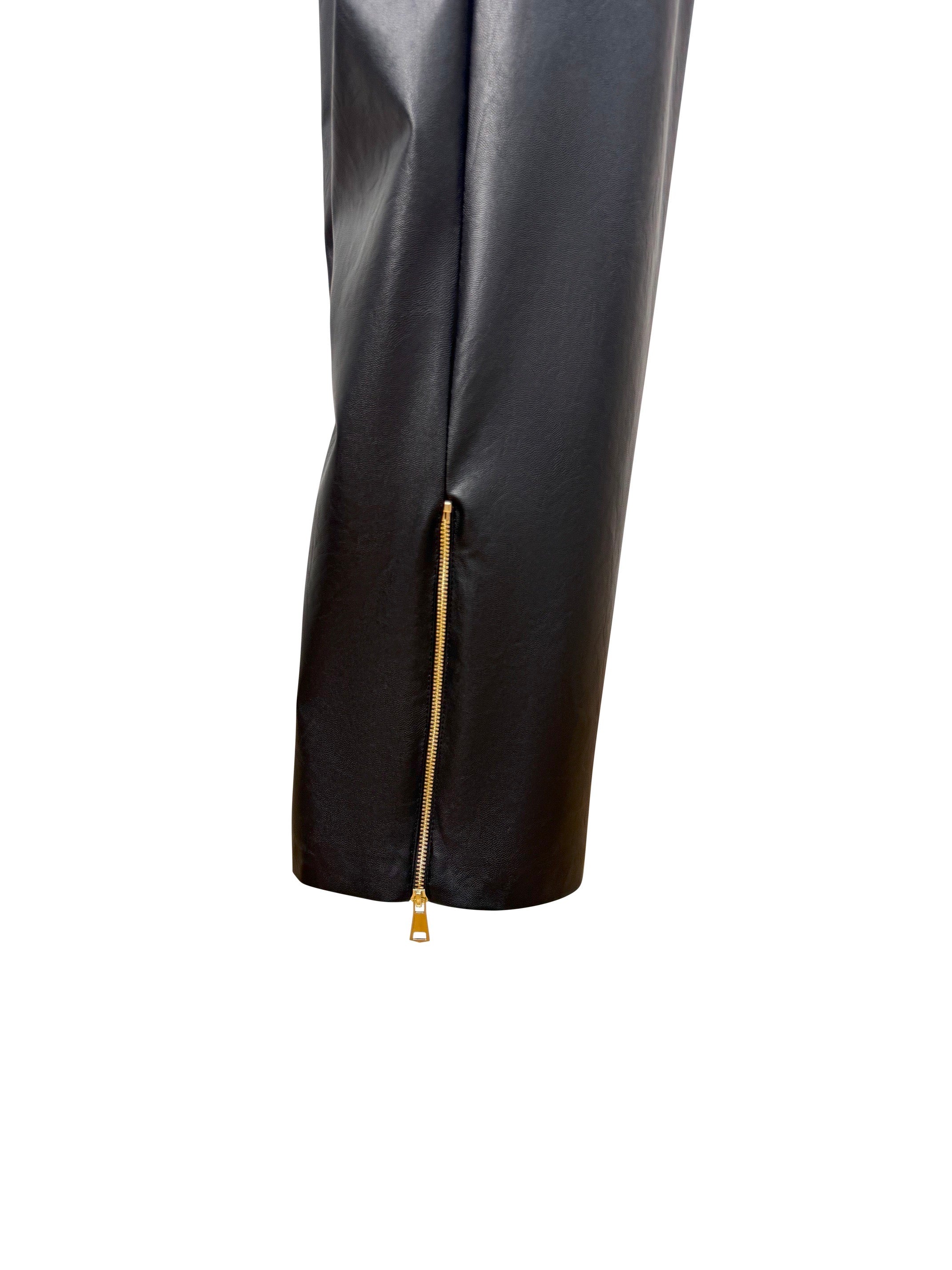 Tuta BlazerEcopelle Nera e Animalier Rosa dettaglio caviglia