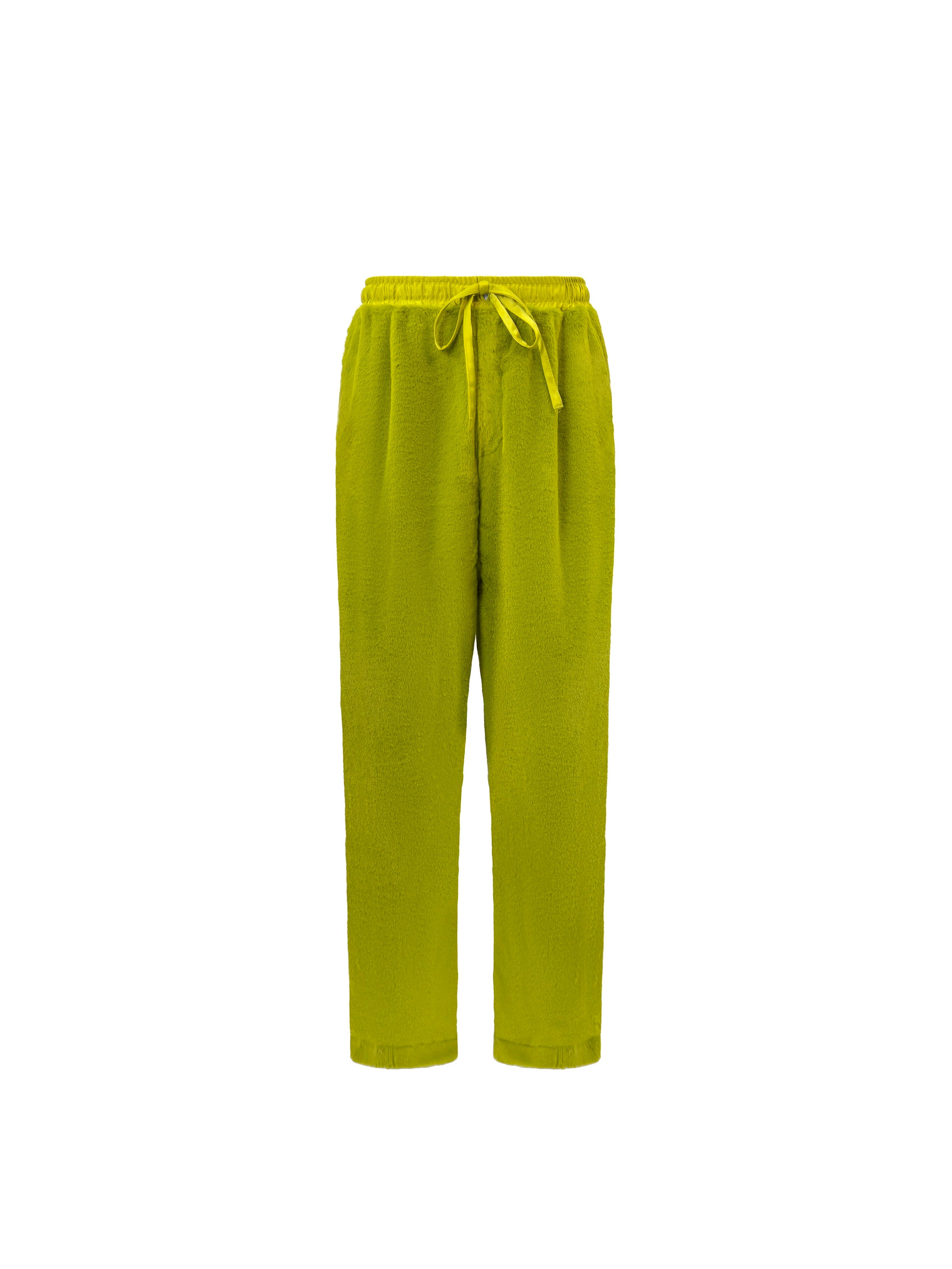 Pantalone Cargo Pelliccia Verde Acido
