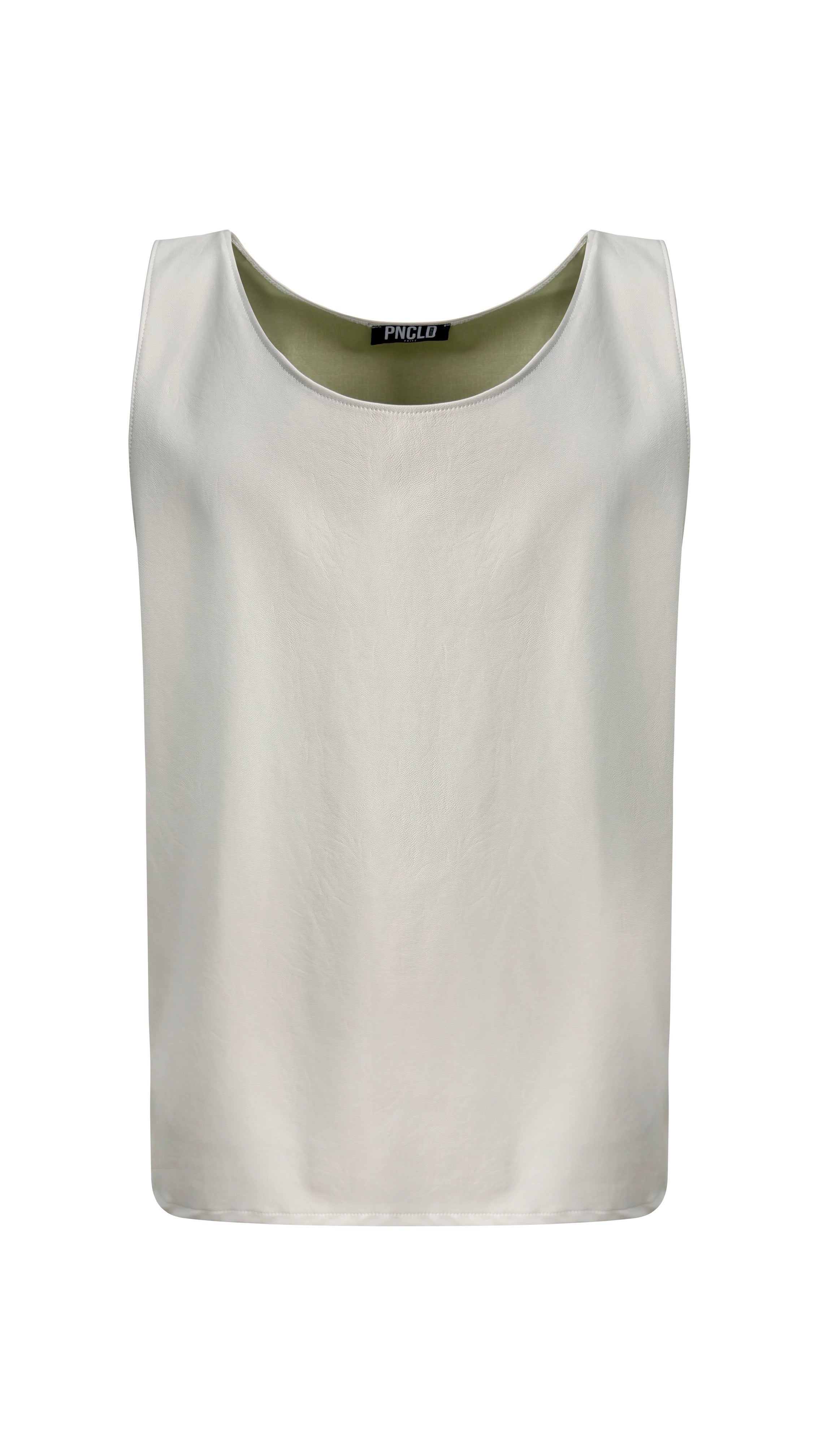 Canotta Ecopelle Bianca con Zip fronte