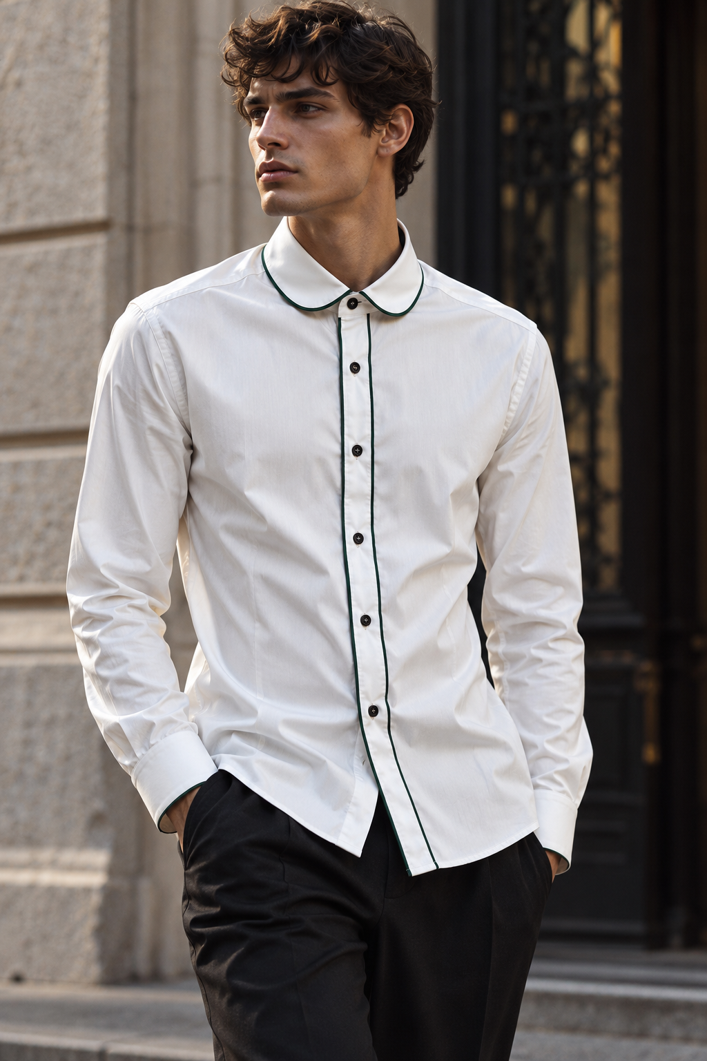 Camicia LENNOX - White/Green Line