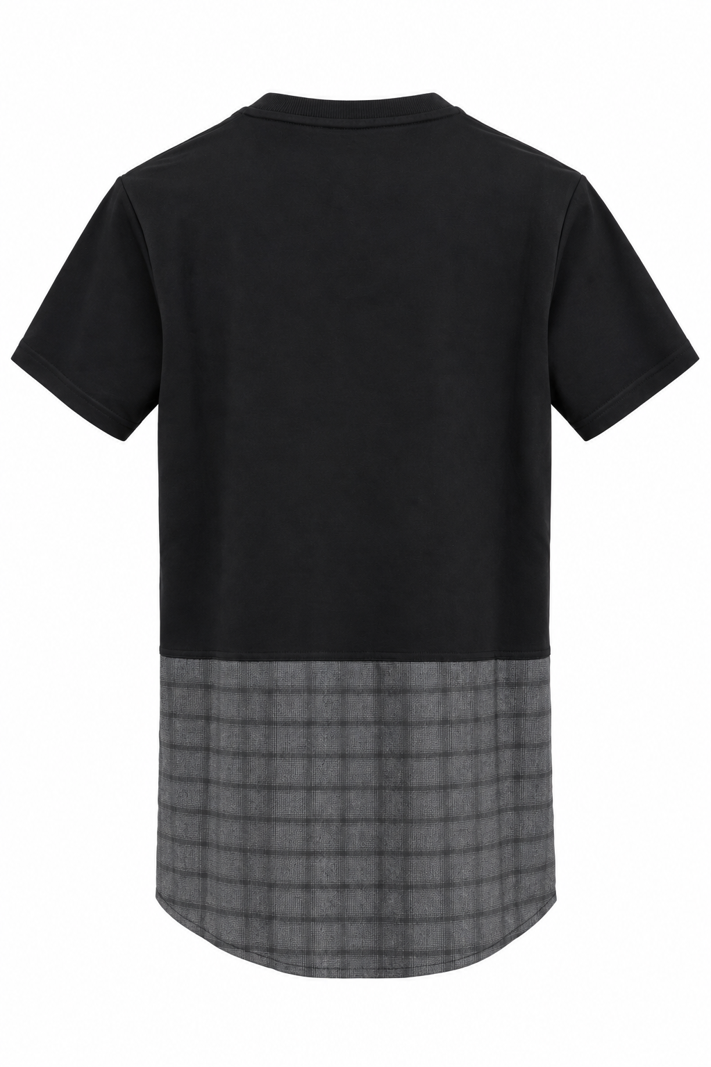 T-Shirt Bicolore Nera Quadri Grigia