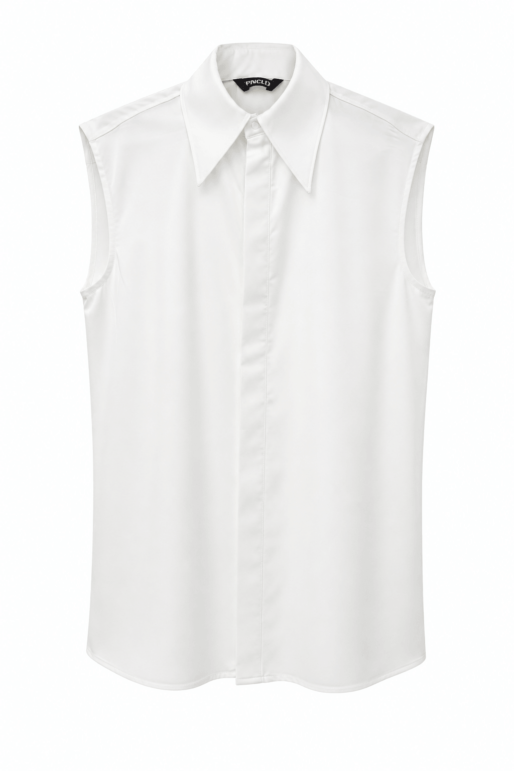 Chemisier sans manches en satin blanc