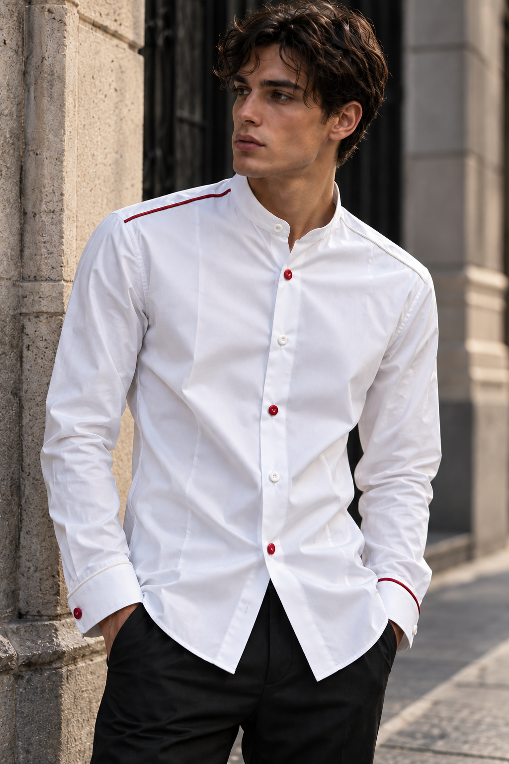 Camicia BEATLES - White/Red-White CC