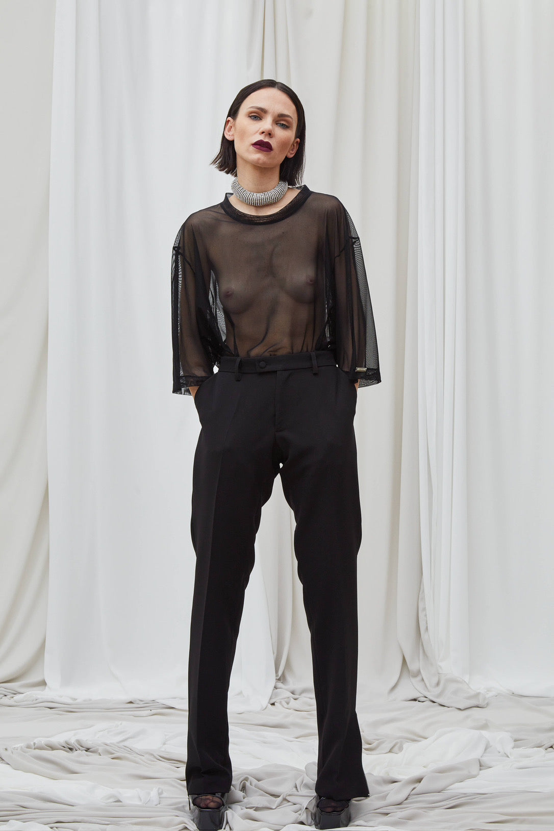 Shirt Over Tulle Nero