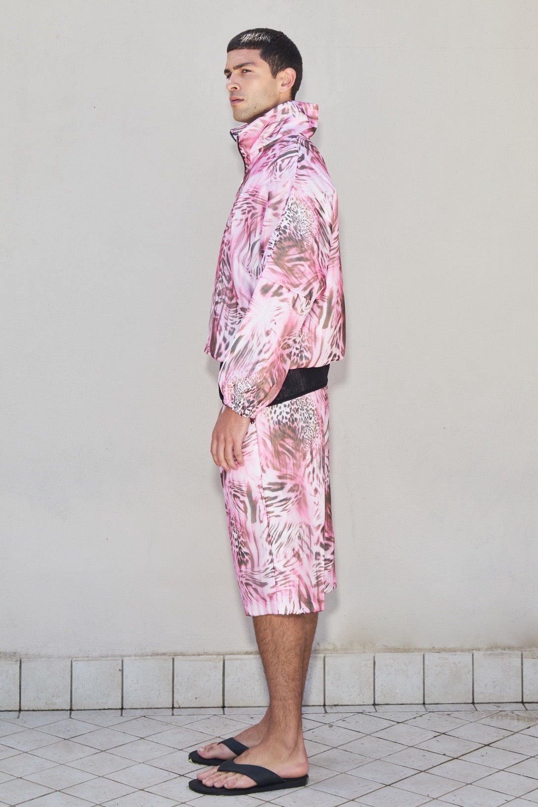 Sweat animalier fuchsia zippé