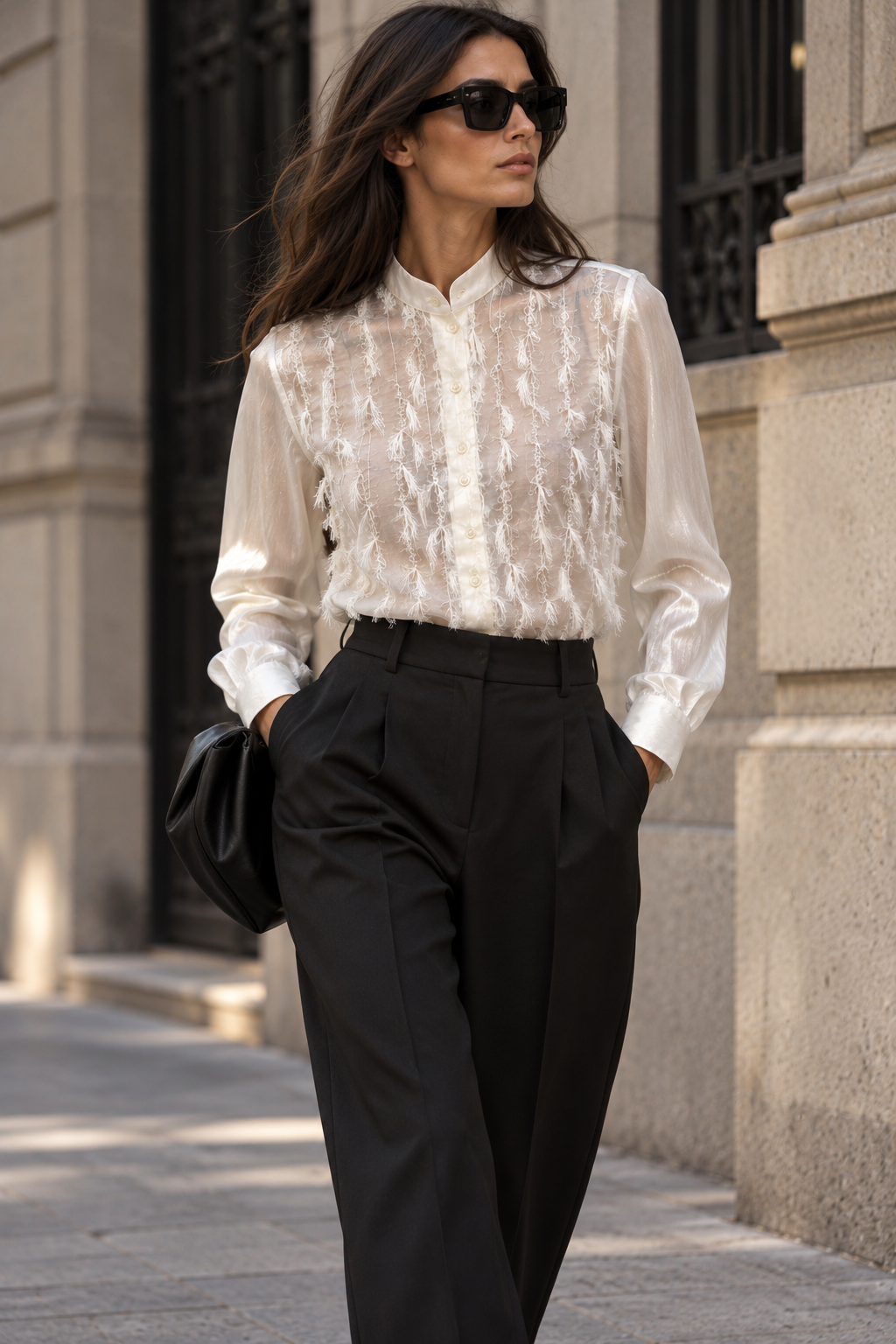 Camisa MANESKIN - Pluma Transparente Blanco CC