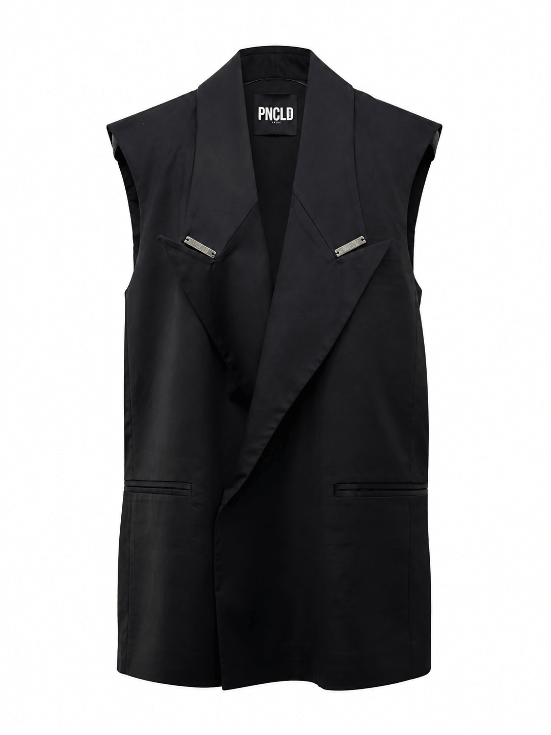 Gilet sans manches en satin noir