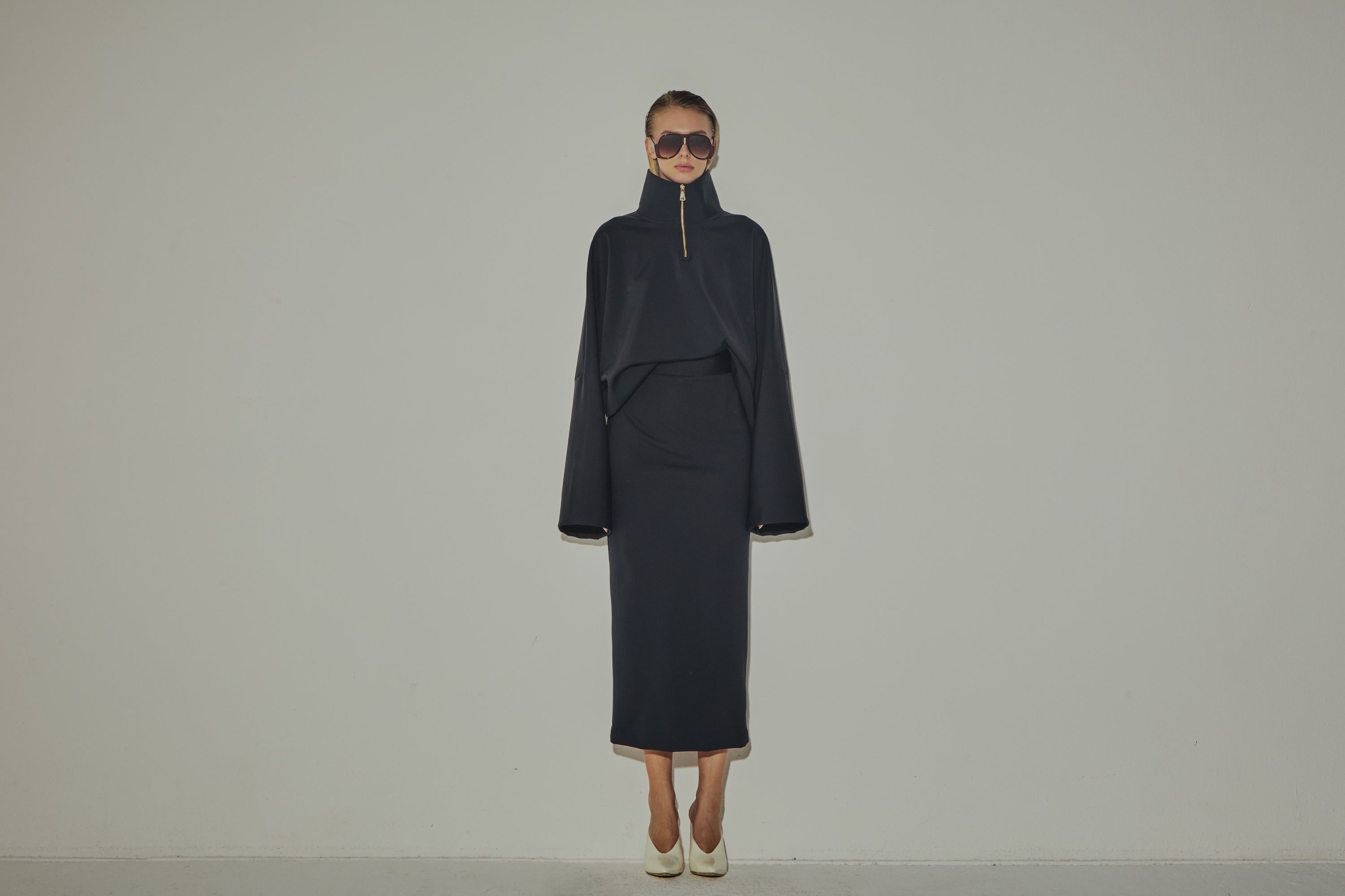 Felpa Scuba Nera con Zip