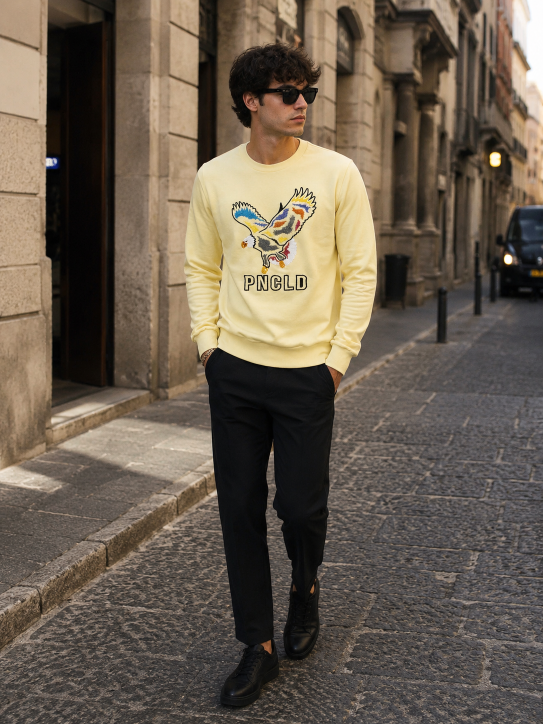 Felpa Police Jaune avec Aigle