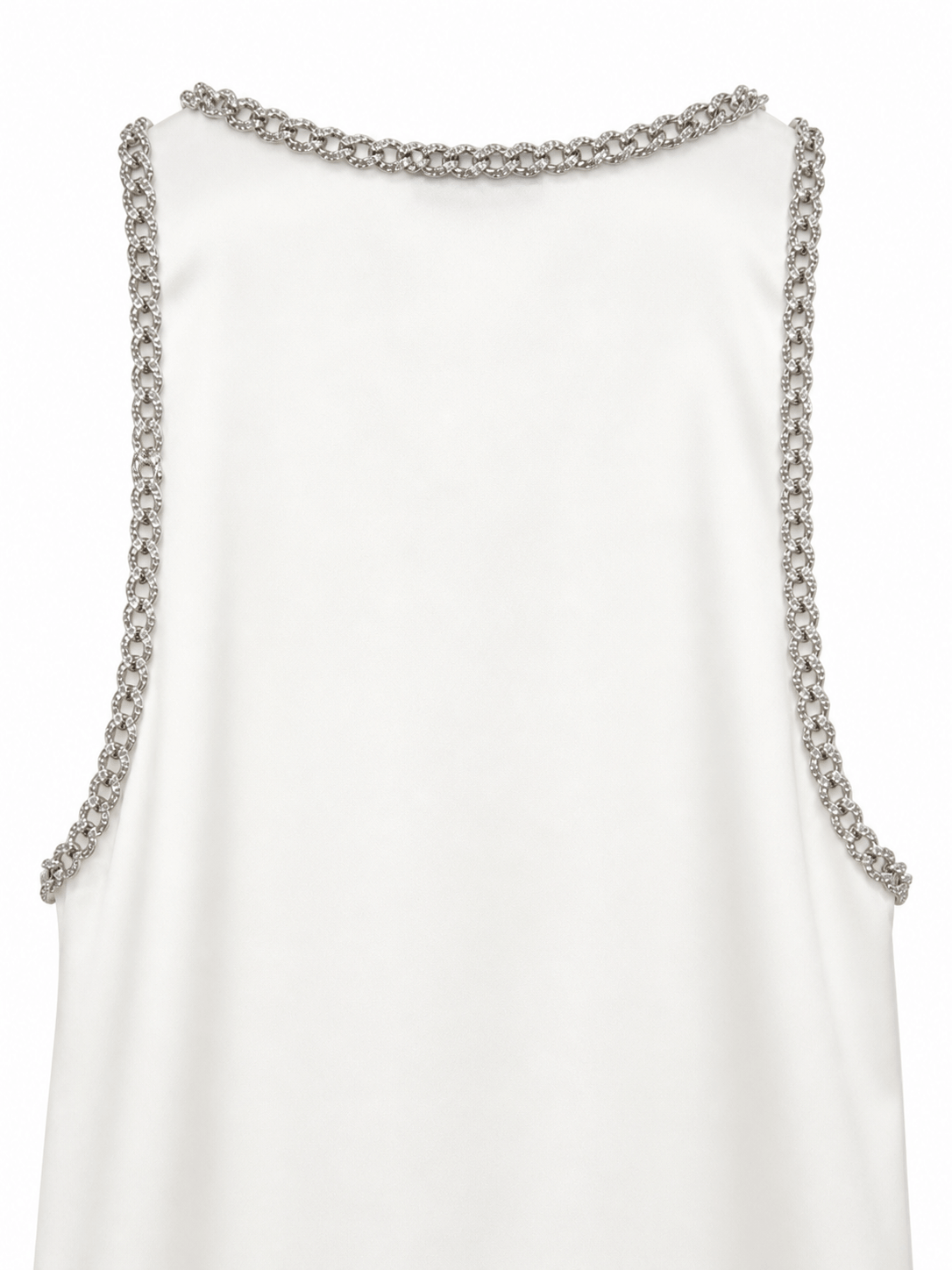 Robe longue en satin blanc avec chaîne