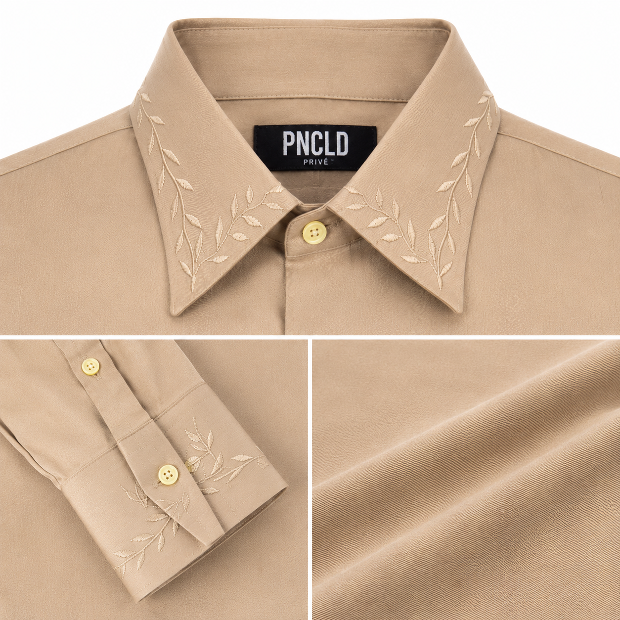 Camicia Beige Ricamo Fiore