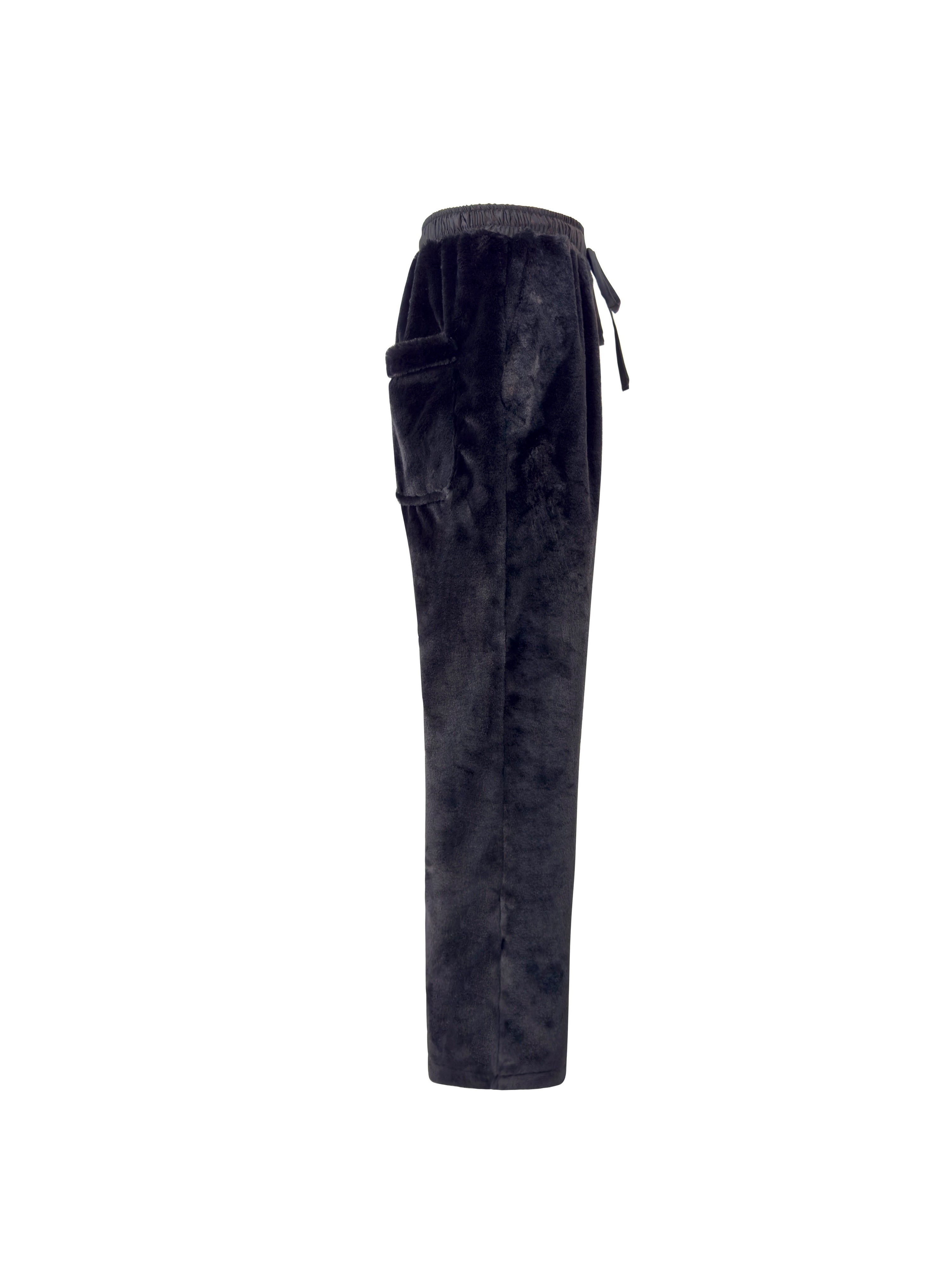 Pantalone Cargo Pelliccia Nero laterale