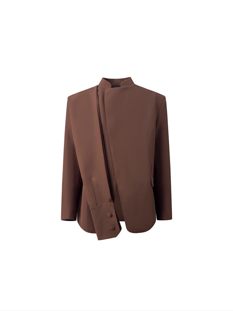 Giacca Coreana Cioccolato con Fascia Polso fronte con fascia