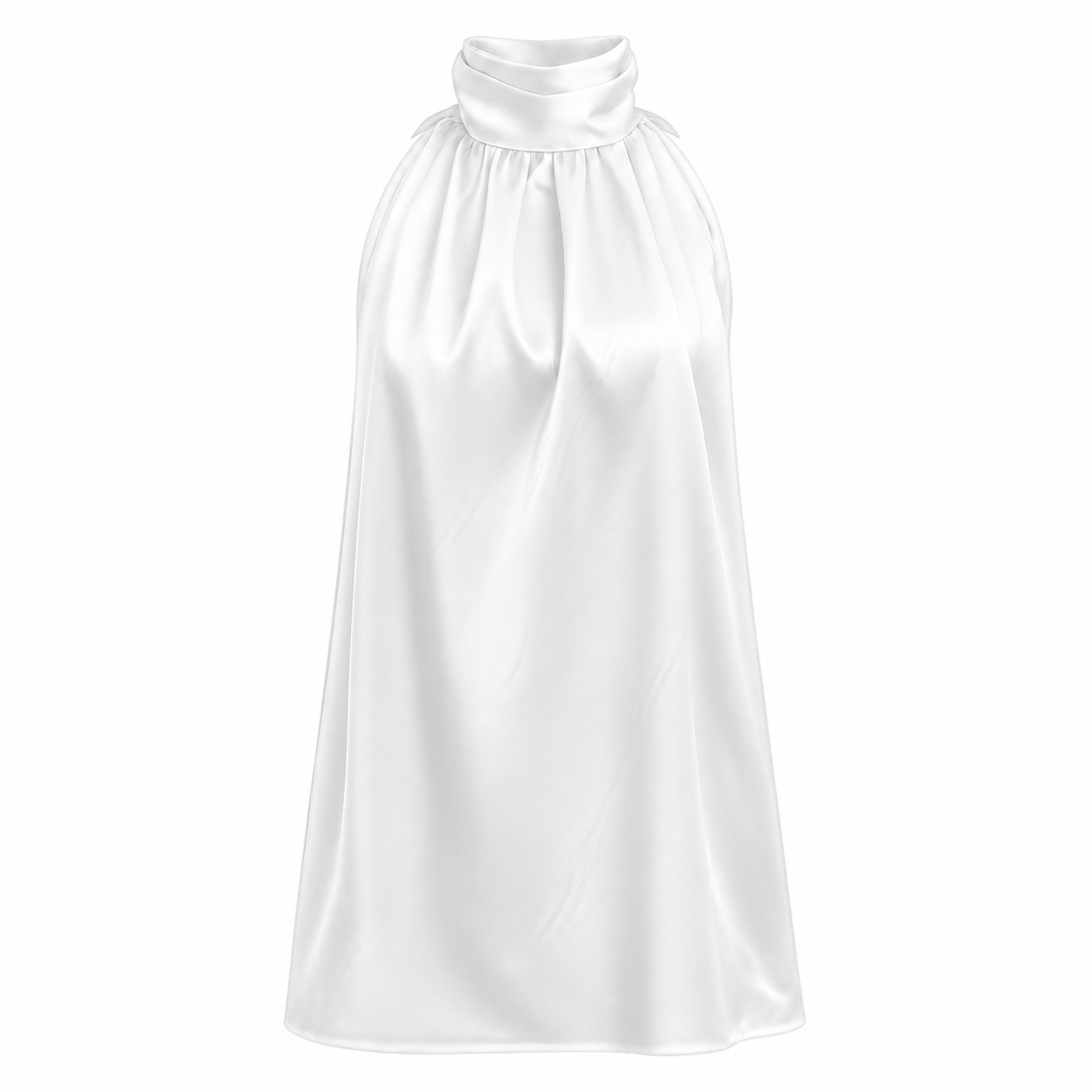Camicia Collo Alto Giromanica Bianca Raso