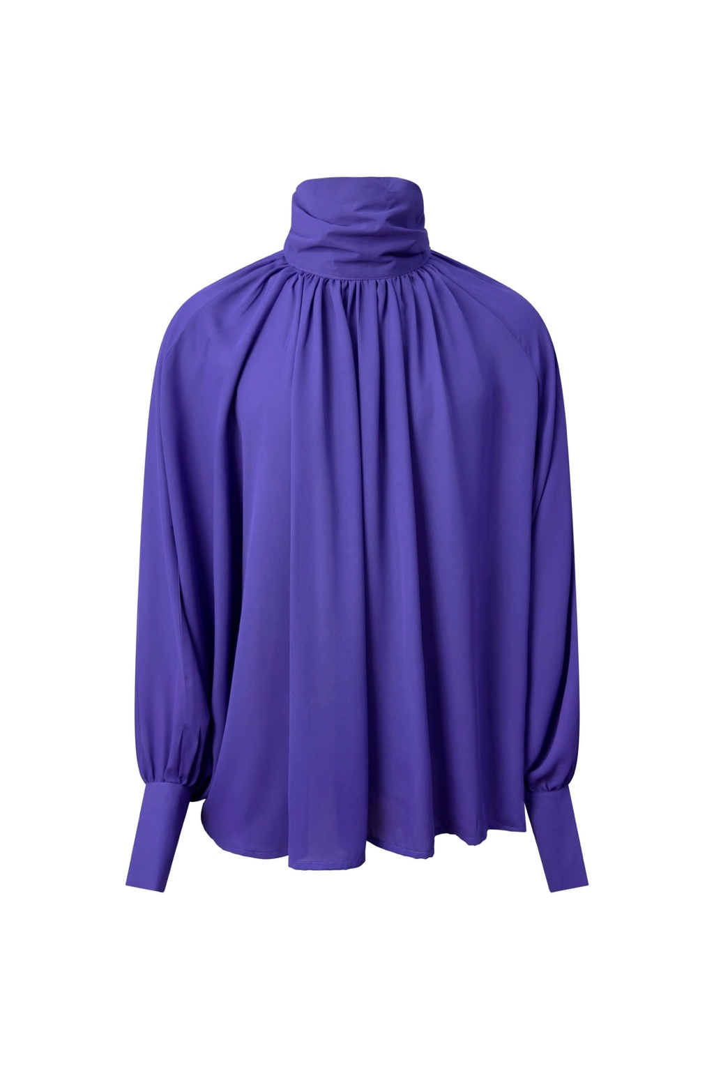 Camicia mit Stehkragen und violettem Georgette-Schal