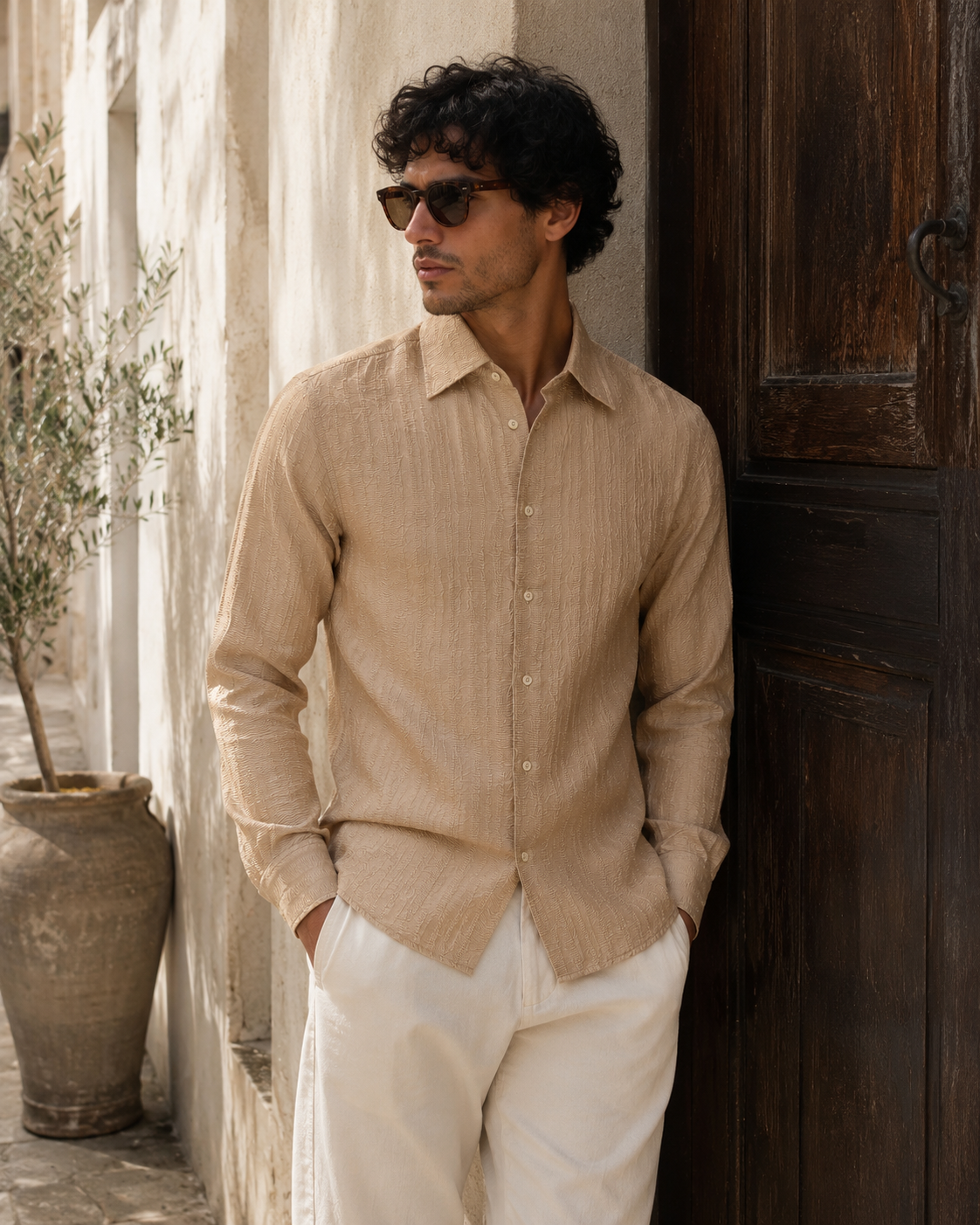 Camicia Beige Stopicciata
