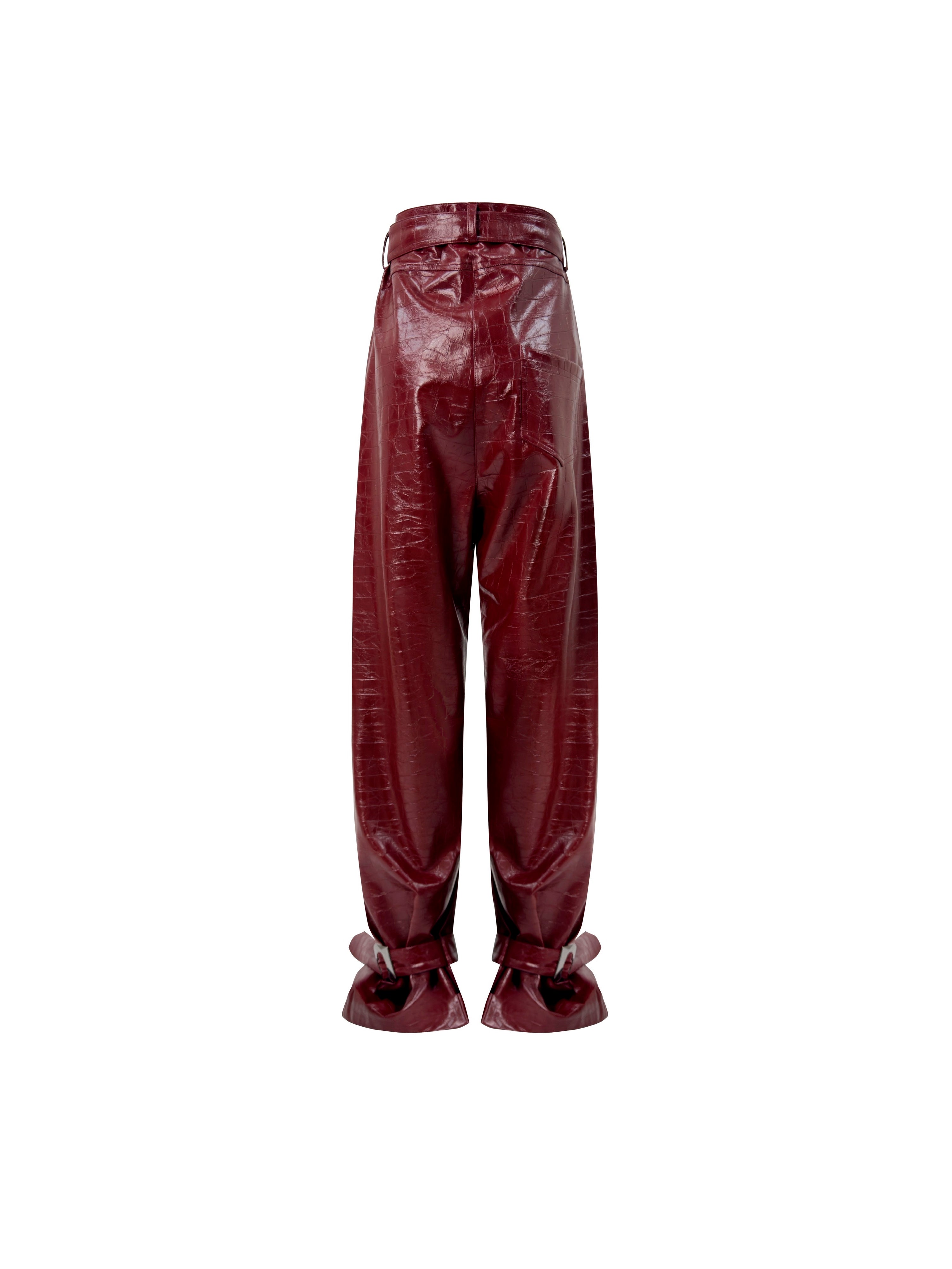 Pantalone Vita Alta Eco Coccodrillo Bordeaux RETRO