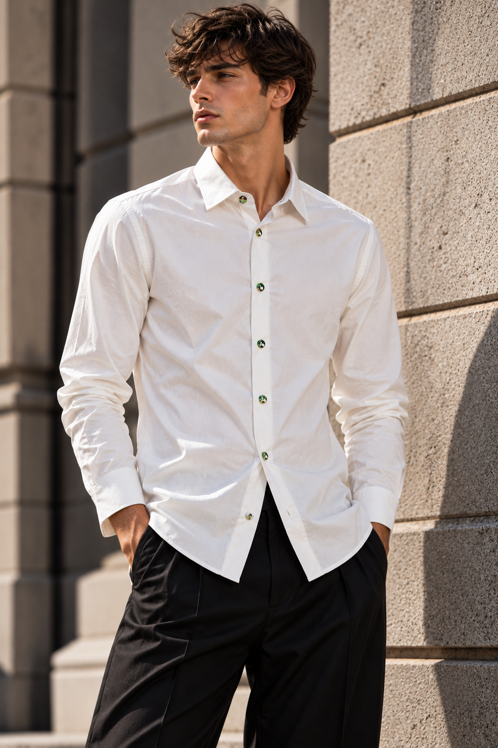 Chemise LENNOX - Insert Fleurs Blanc/Vert CN