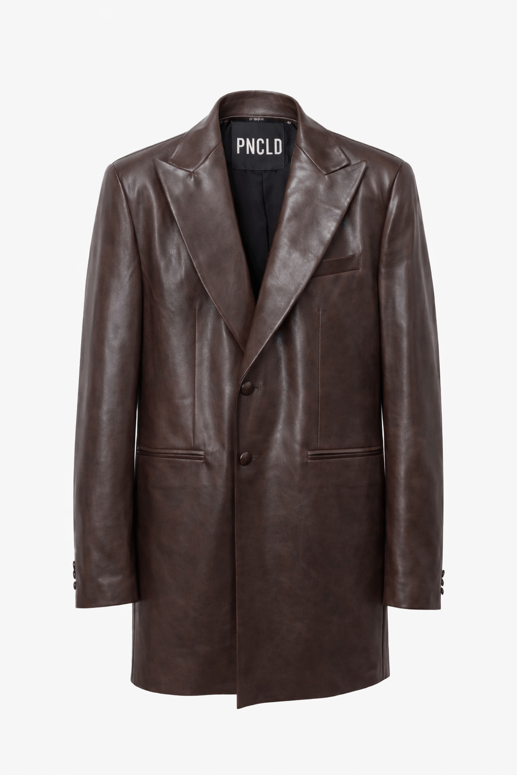 Giacca Lunga in Ecopelle Marrone