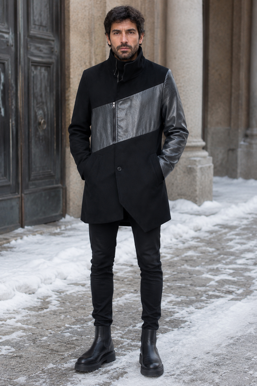 Cappotto Crowe Black Arm Faux Leather