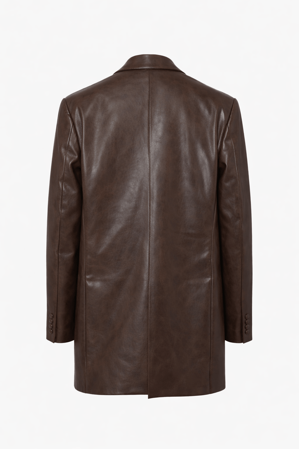 Giacca Lunga in Ecopelle Marrone