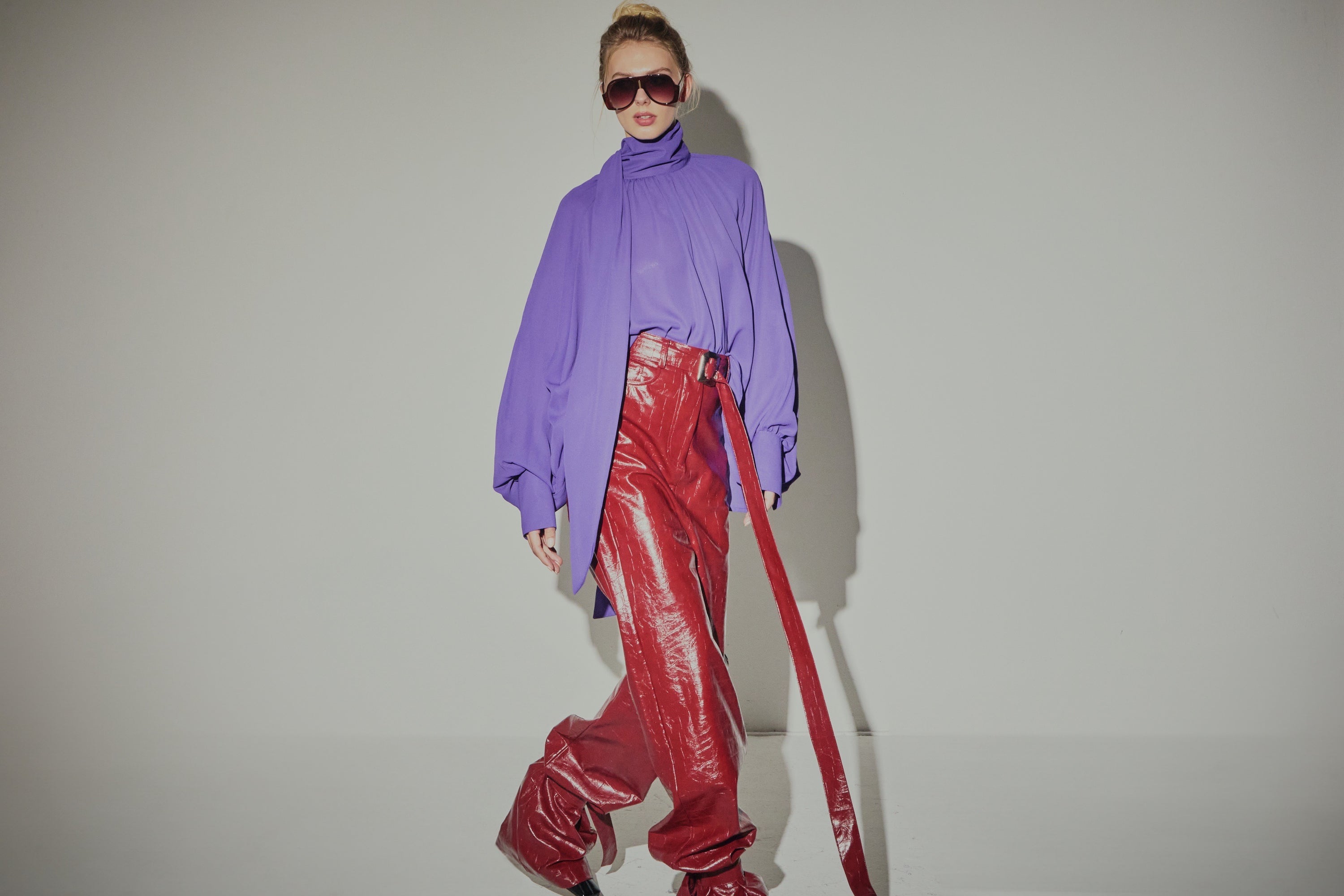 Pantalone Vita Alta Eco Coccodrillo Bordeaux