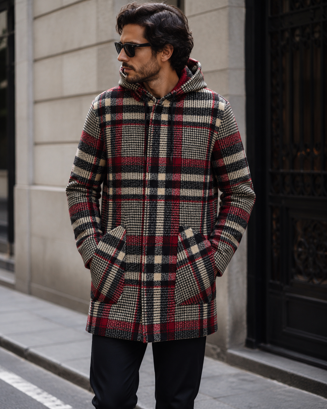 Cappotto SPORTBACK - Cream/Red/BLACK Square