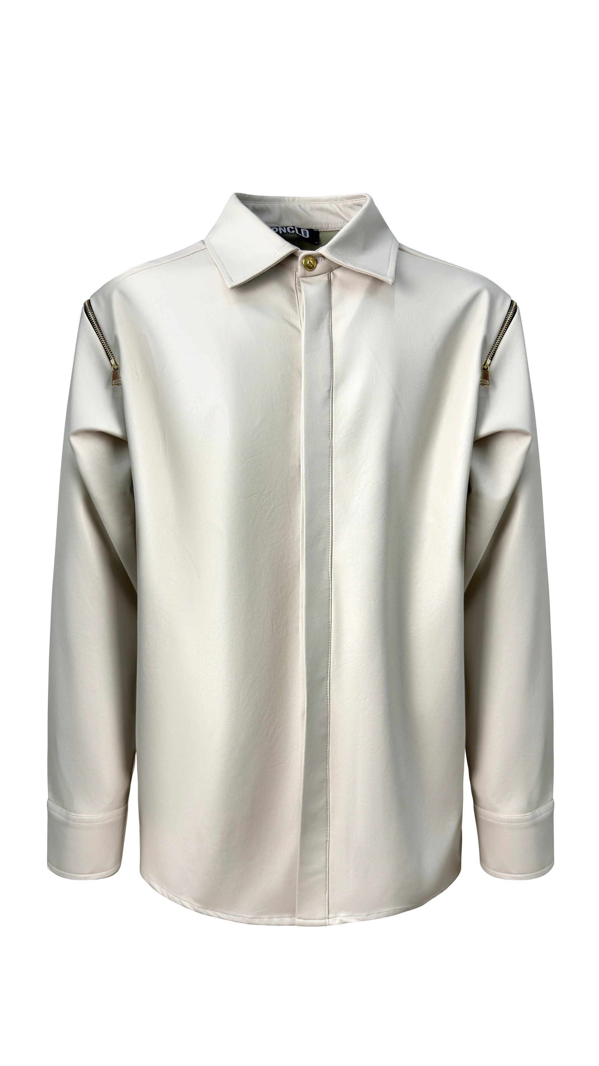 Camicia Regular aus weißem Kunstleder mit Reißverschluss