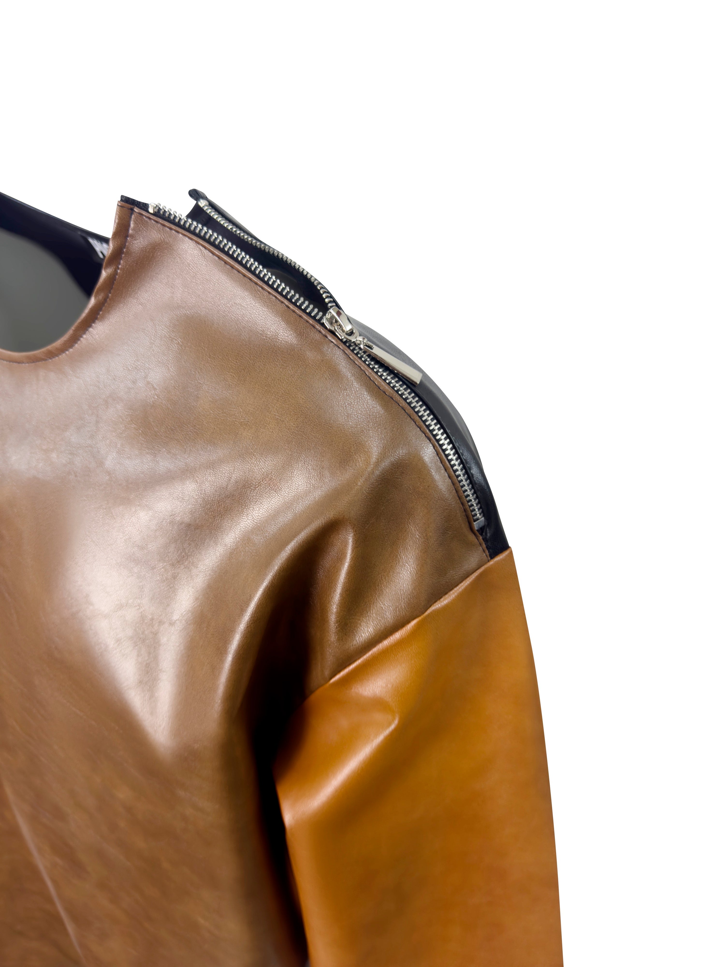 Shirt Over Mix Ecopelle con Zip details