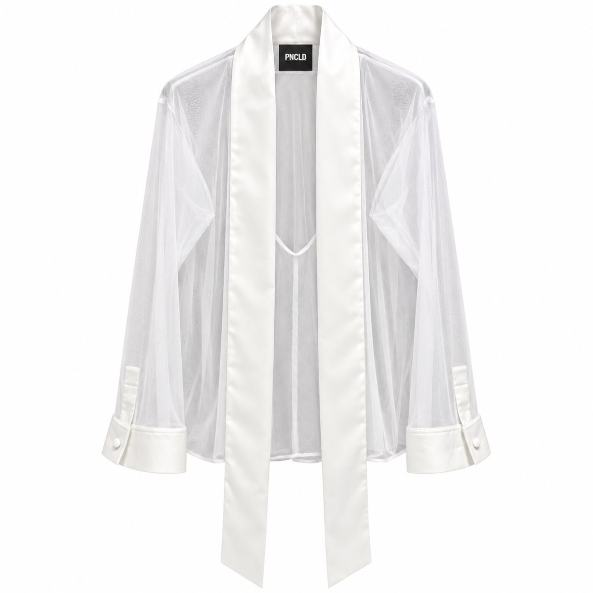 Camicia Tulle Bianco Foulard Raso Bianco