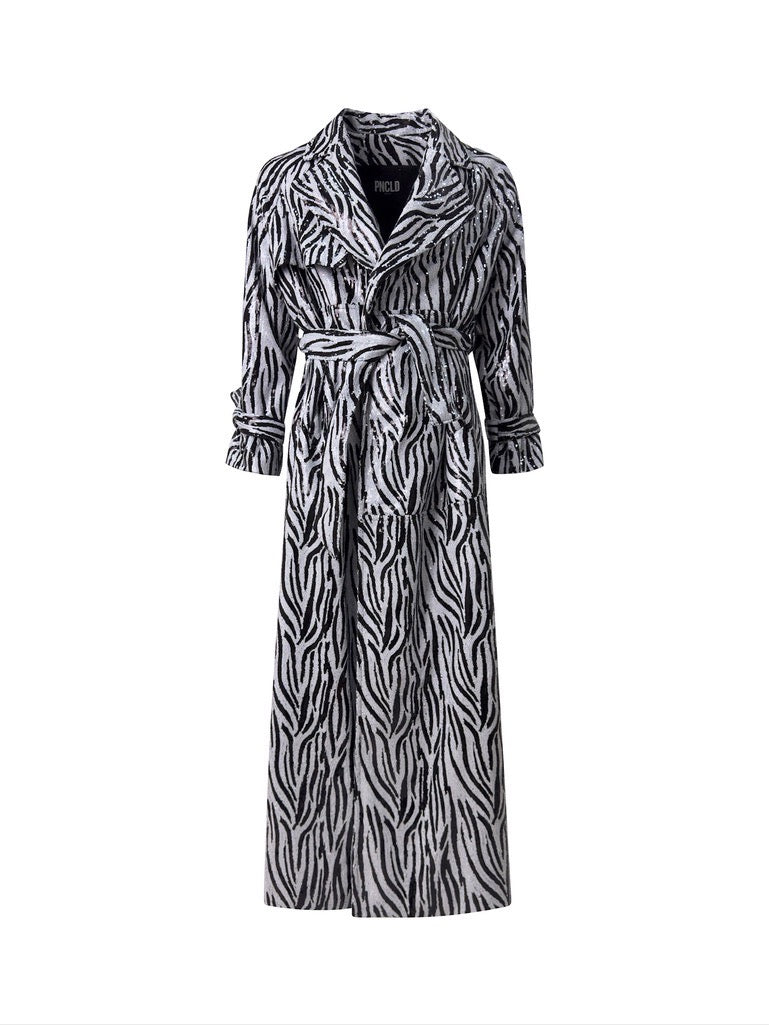 Trench Lungo  in Paillettes Zebra