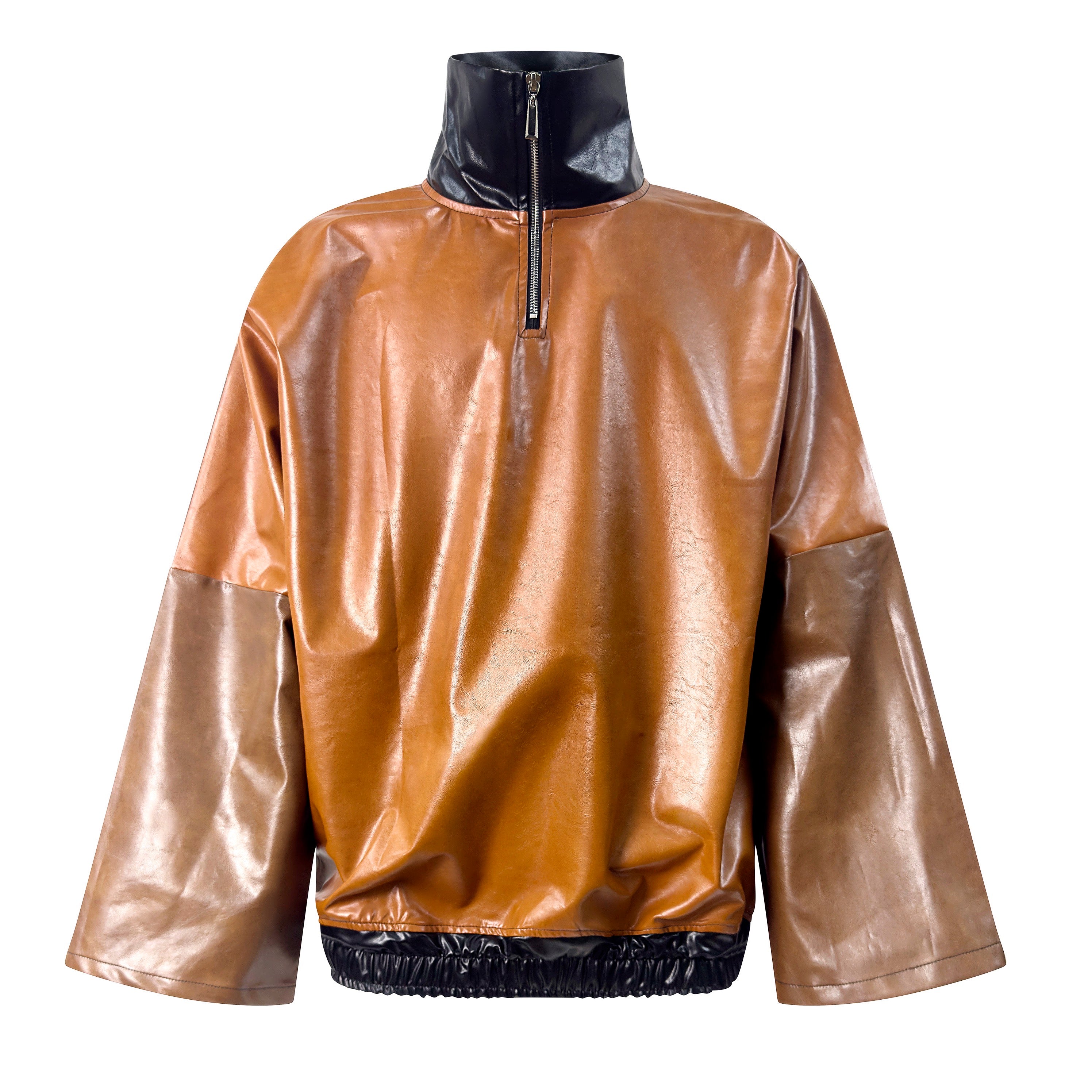 Felpa Mix Ecopelle con Zip