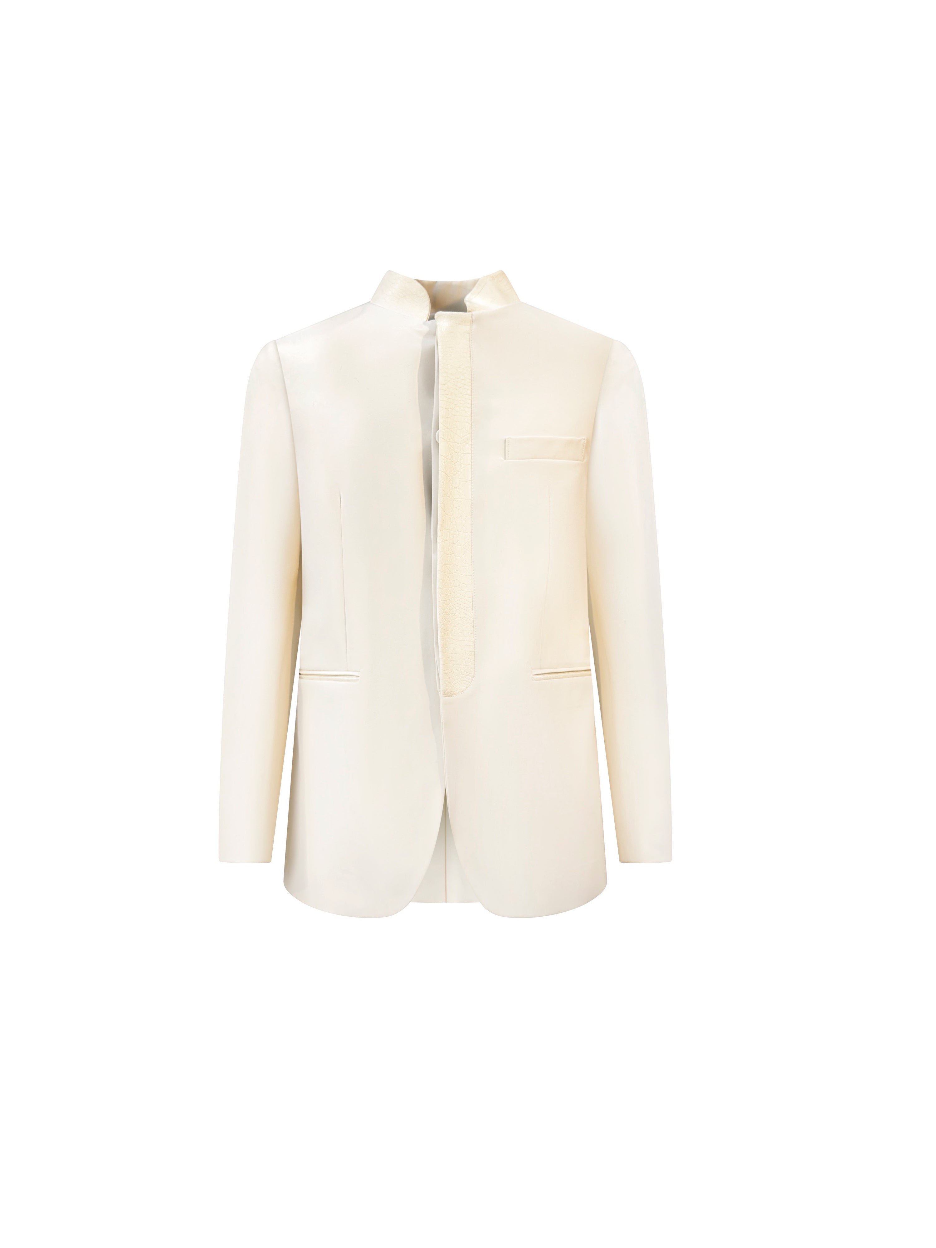 Giacca coréenne Genesis crème avec insert en similicuir