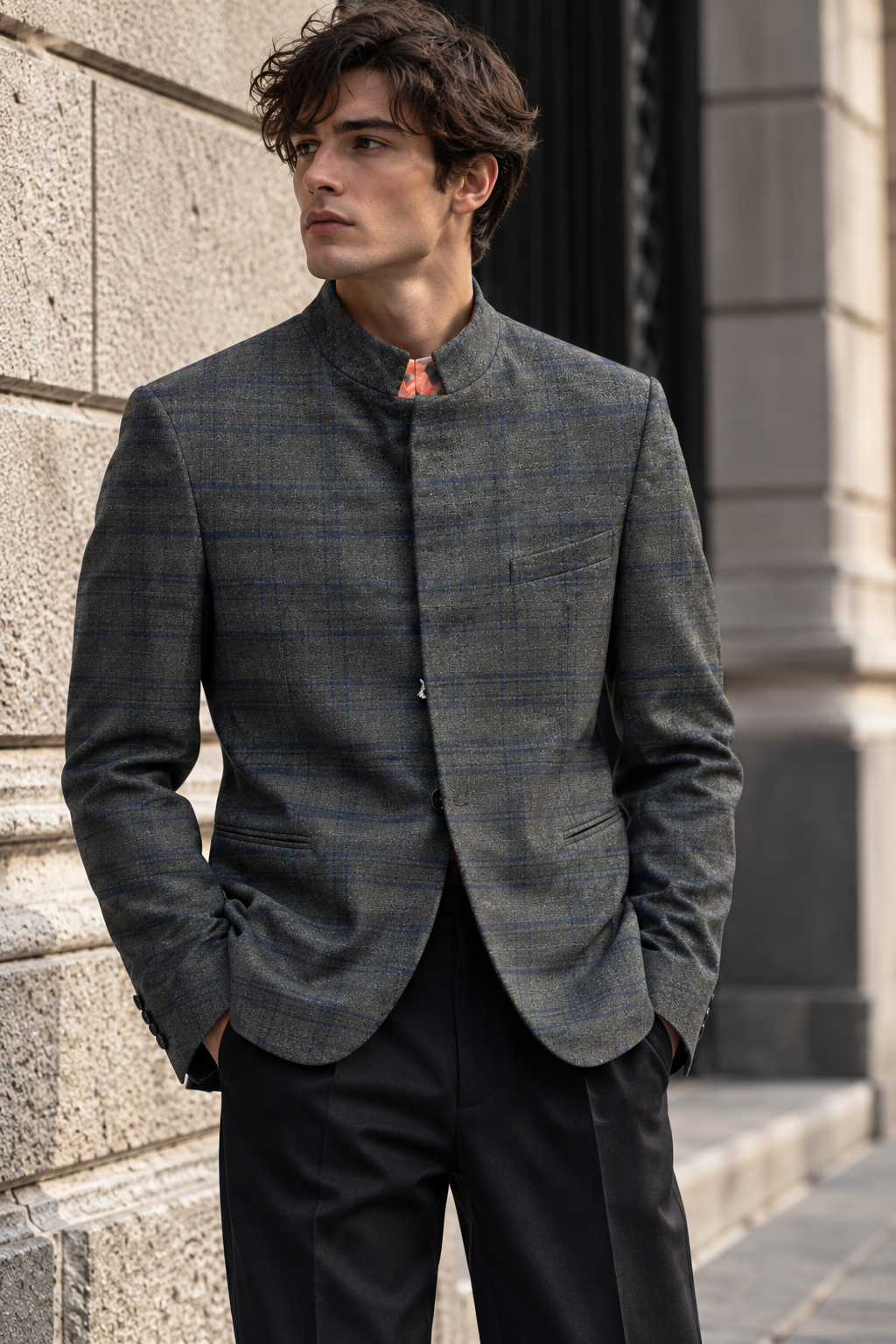 Jacke GENESIS - Anthrazit Quadrat Blaue Linie