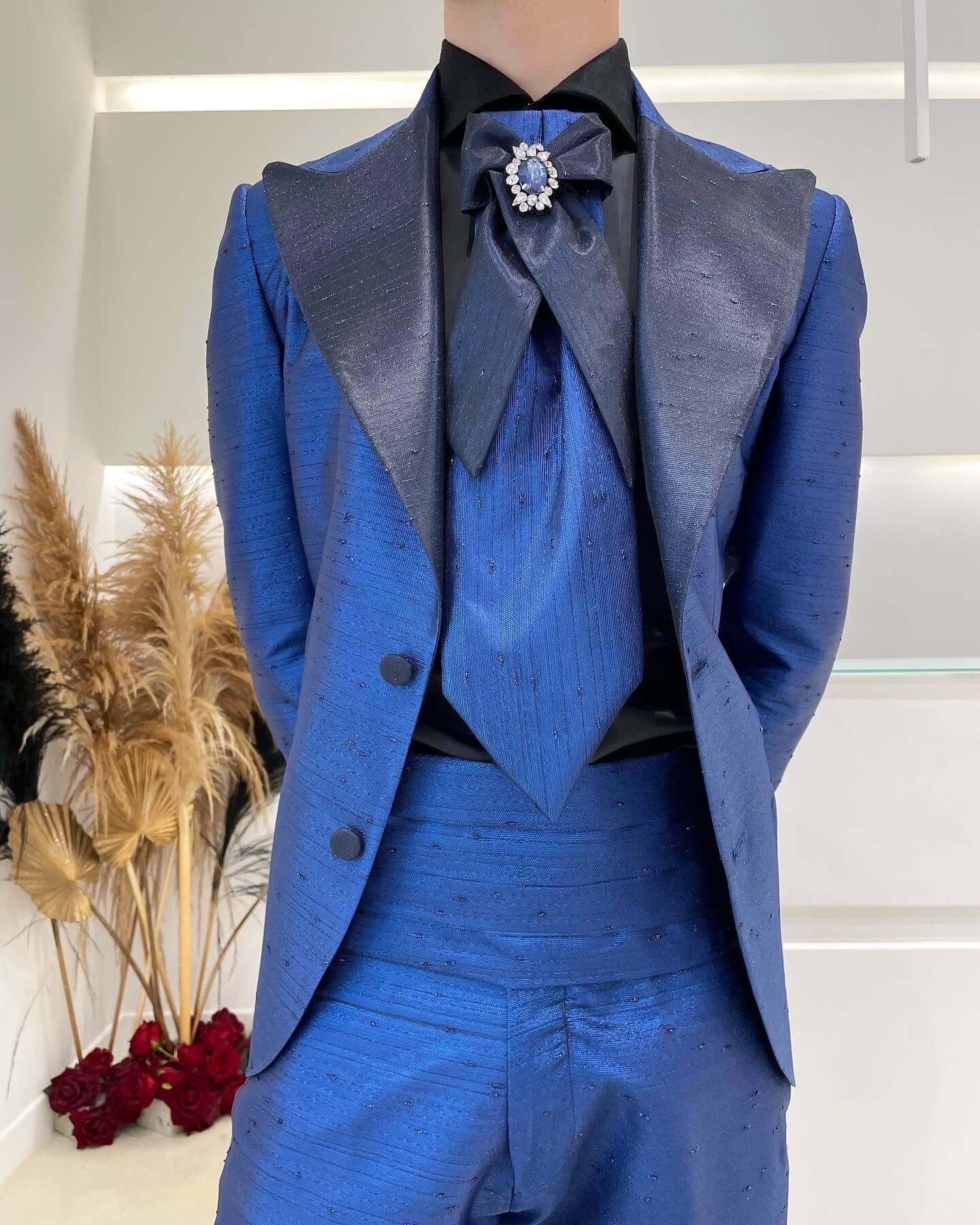 Abito Seta Blu Rever a Lancia  giacca