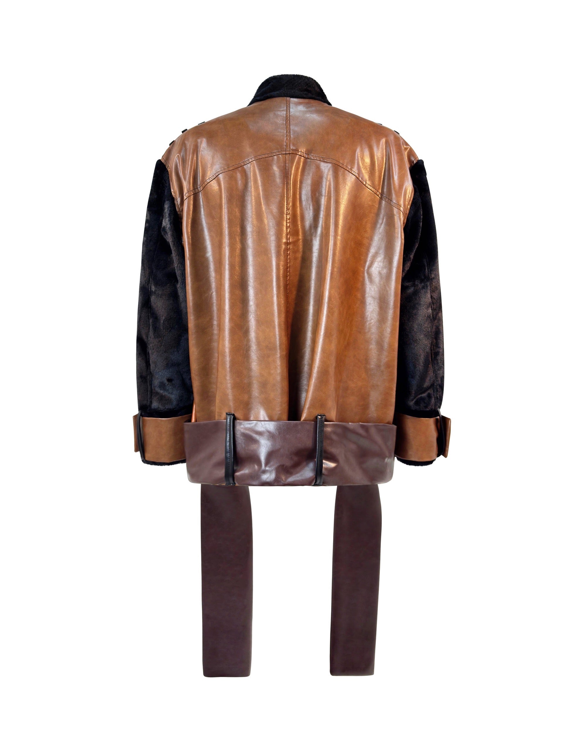 Chiodo Mix Ecopelle con Cintura retro