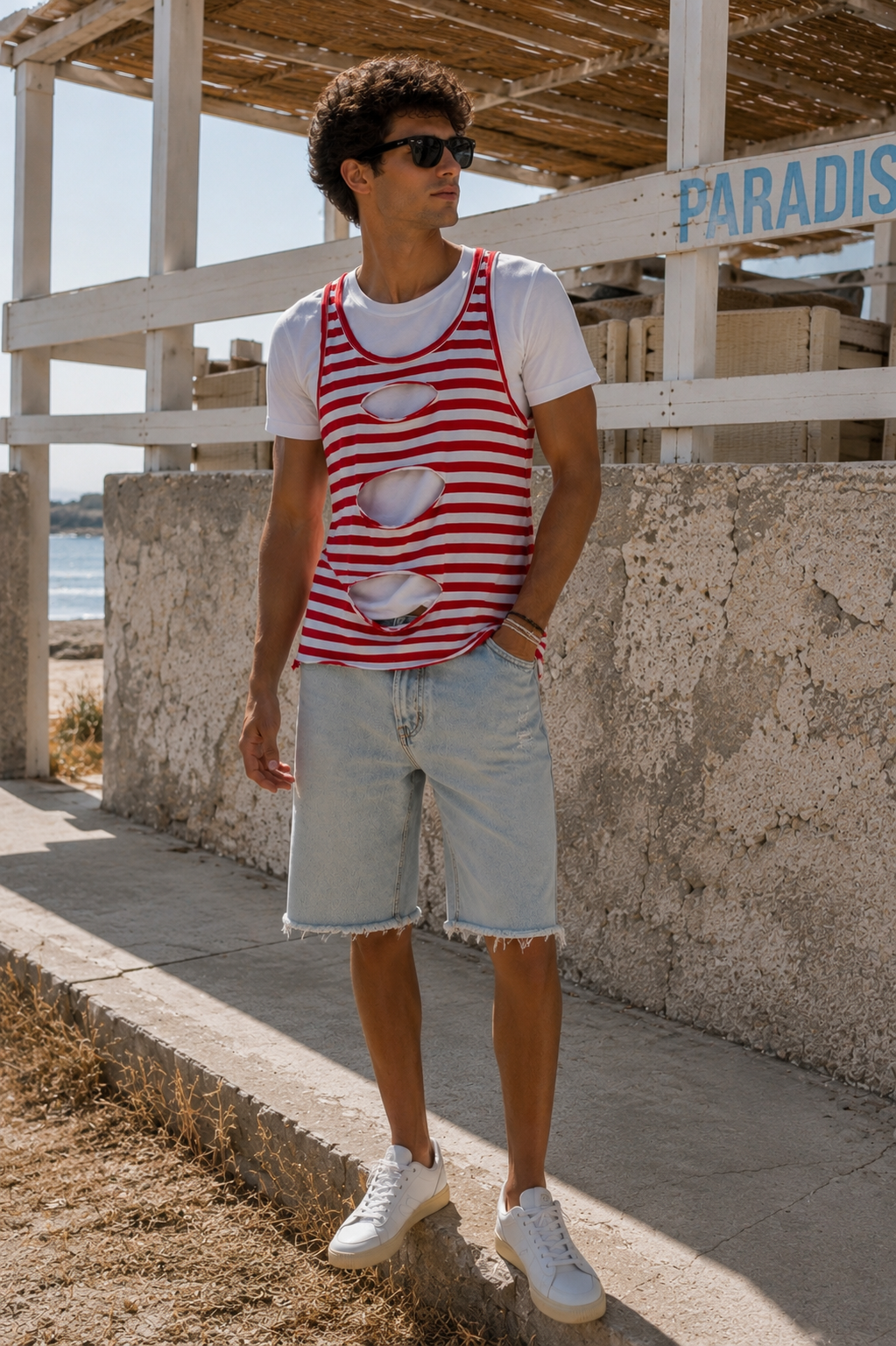 Shirt NIKY JAM - Red Line With Tear